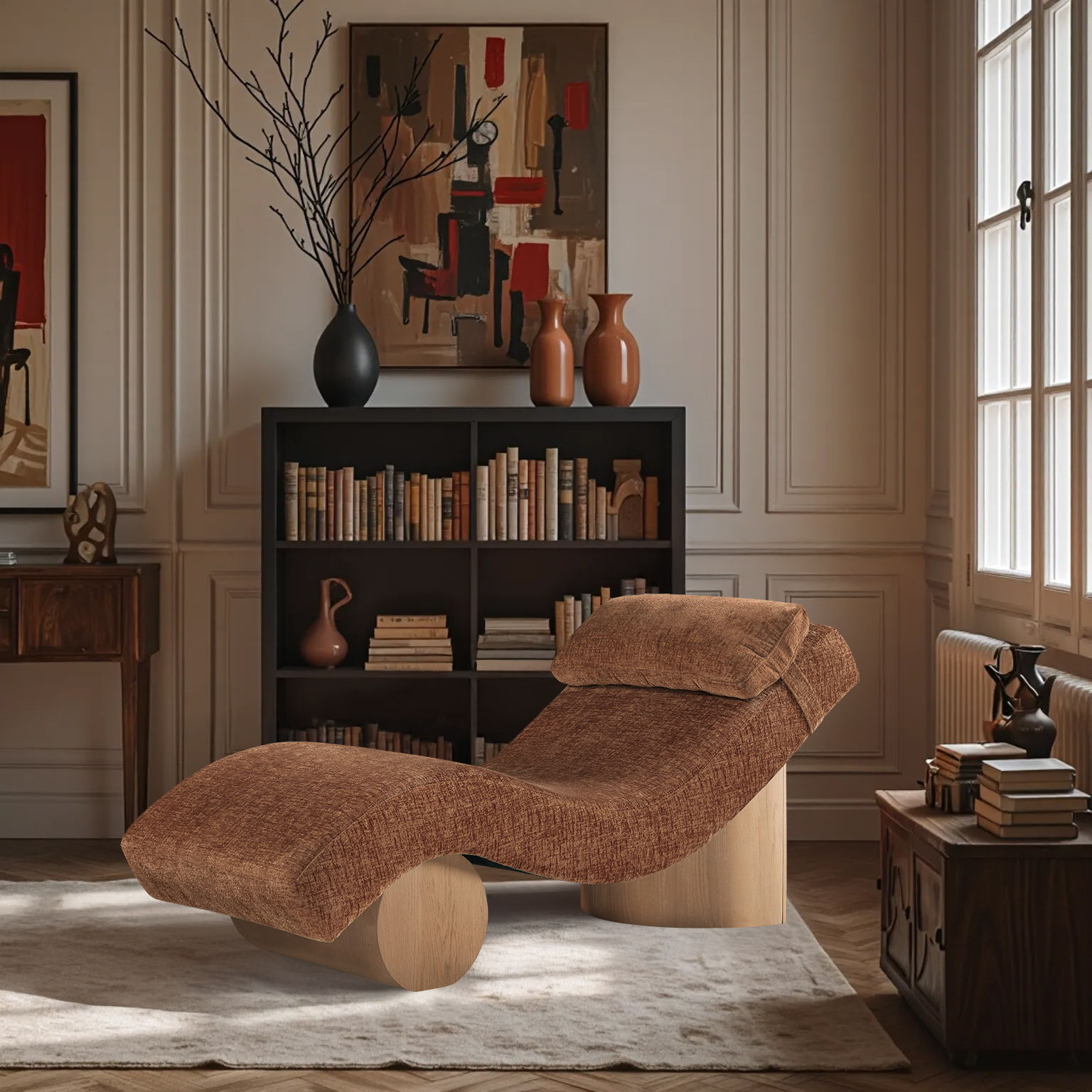 Marcella - Upholstered Chaise Lounge - Cognac