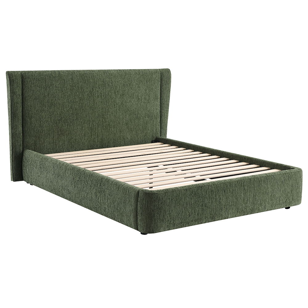 Cheryl - Queen Bed - Dark Green Chenille, dark green, view 2