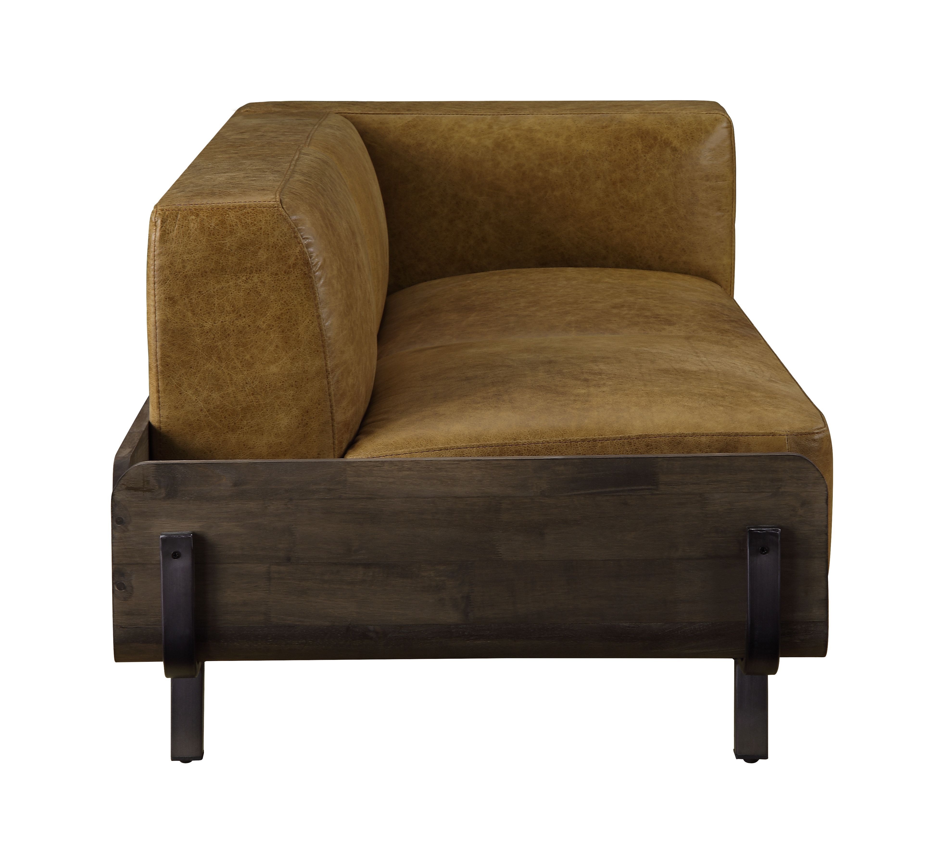 Blanca - Sofa - Chestnut Top Grain Leather & Rustic Oak, light brown, view 3
