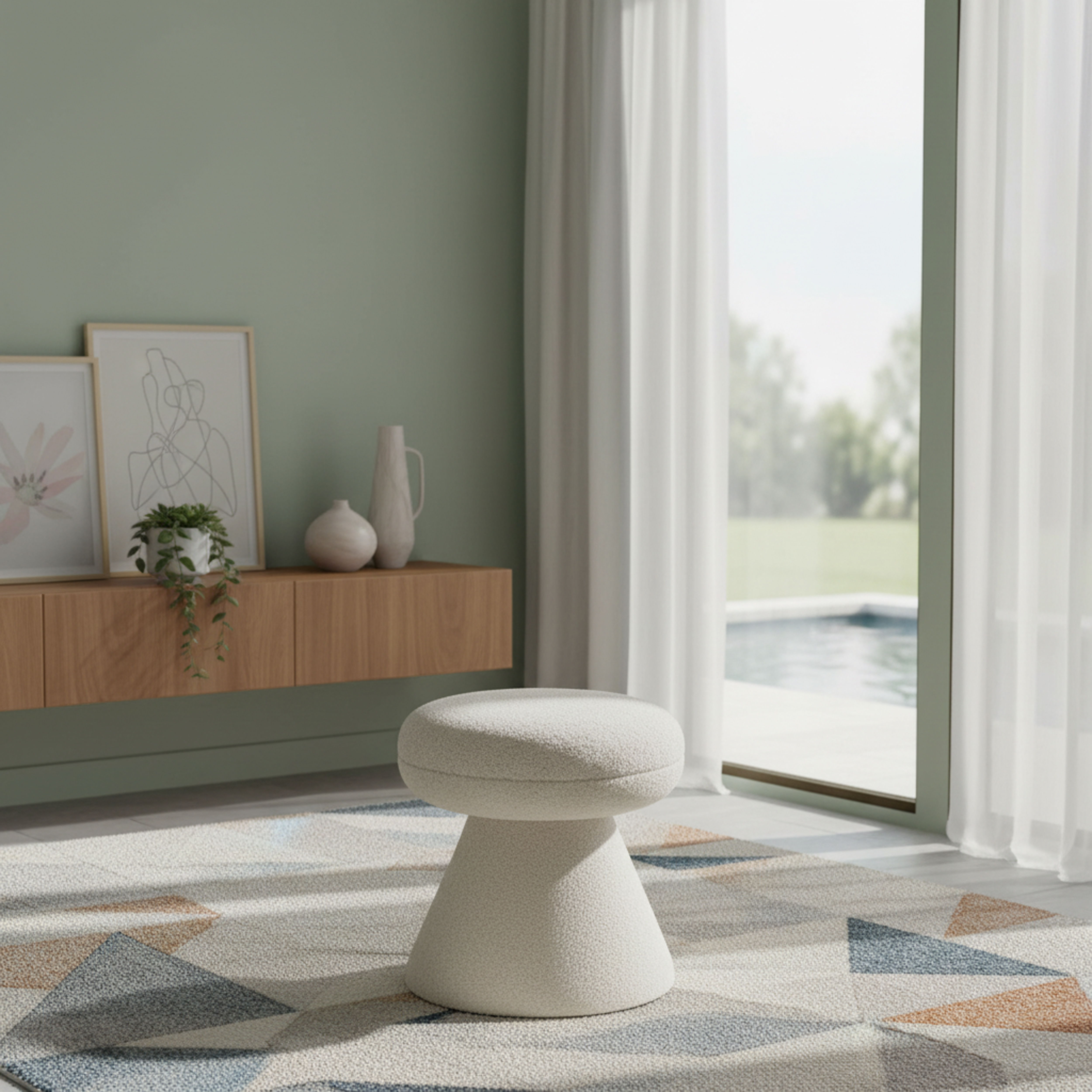 Drum - Ottoman / Stool - Beige
