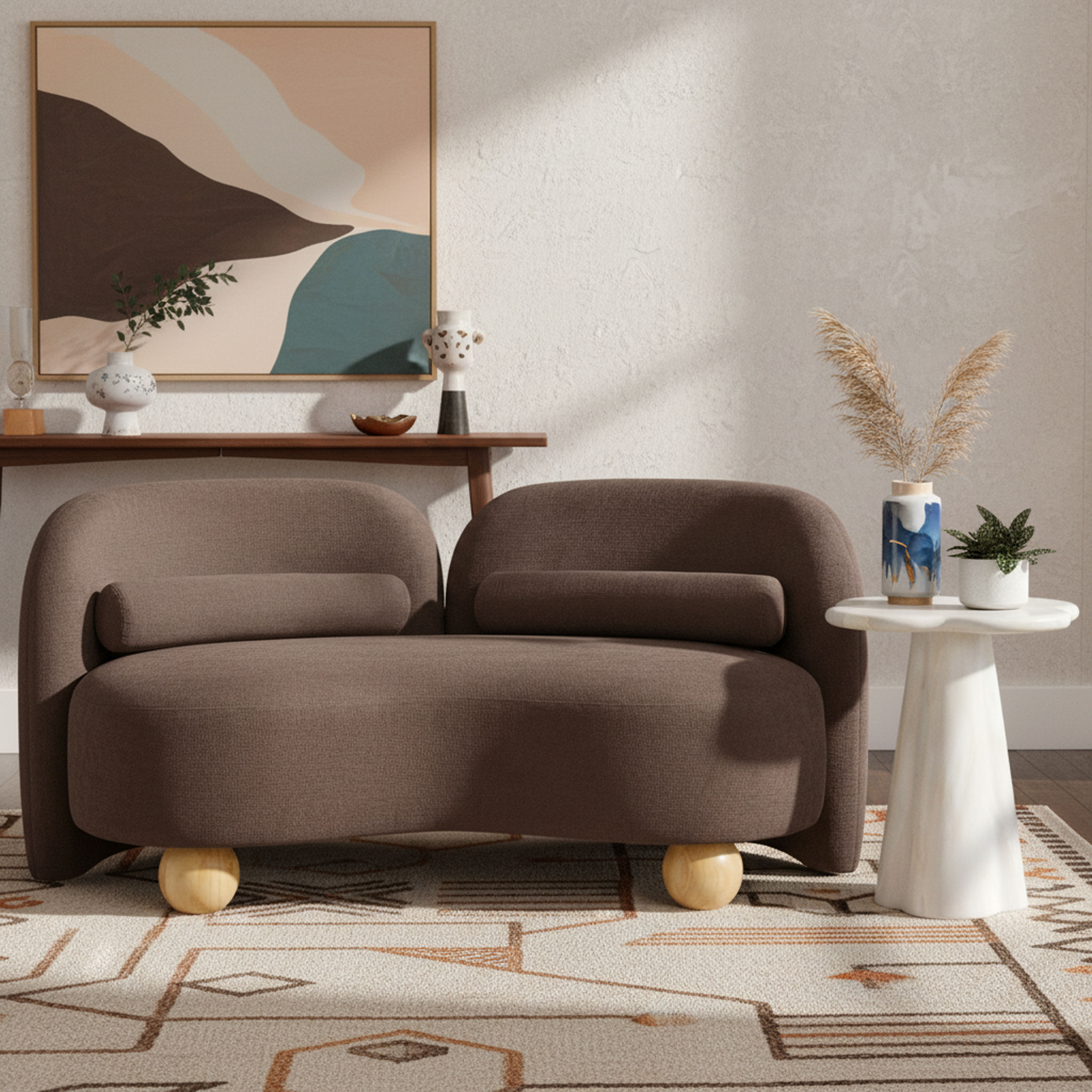 Daphne - Chenille Loveseat - Brown