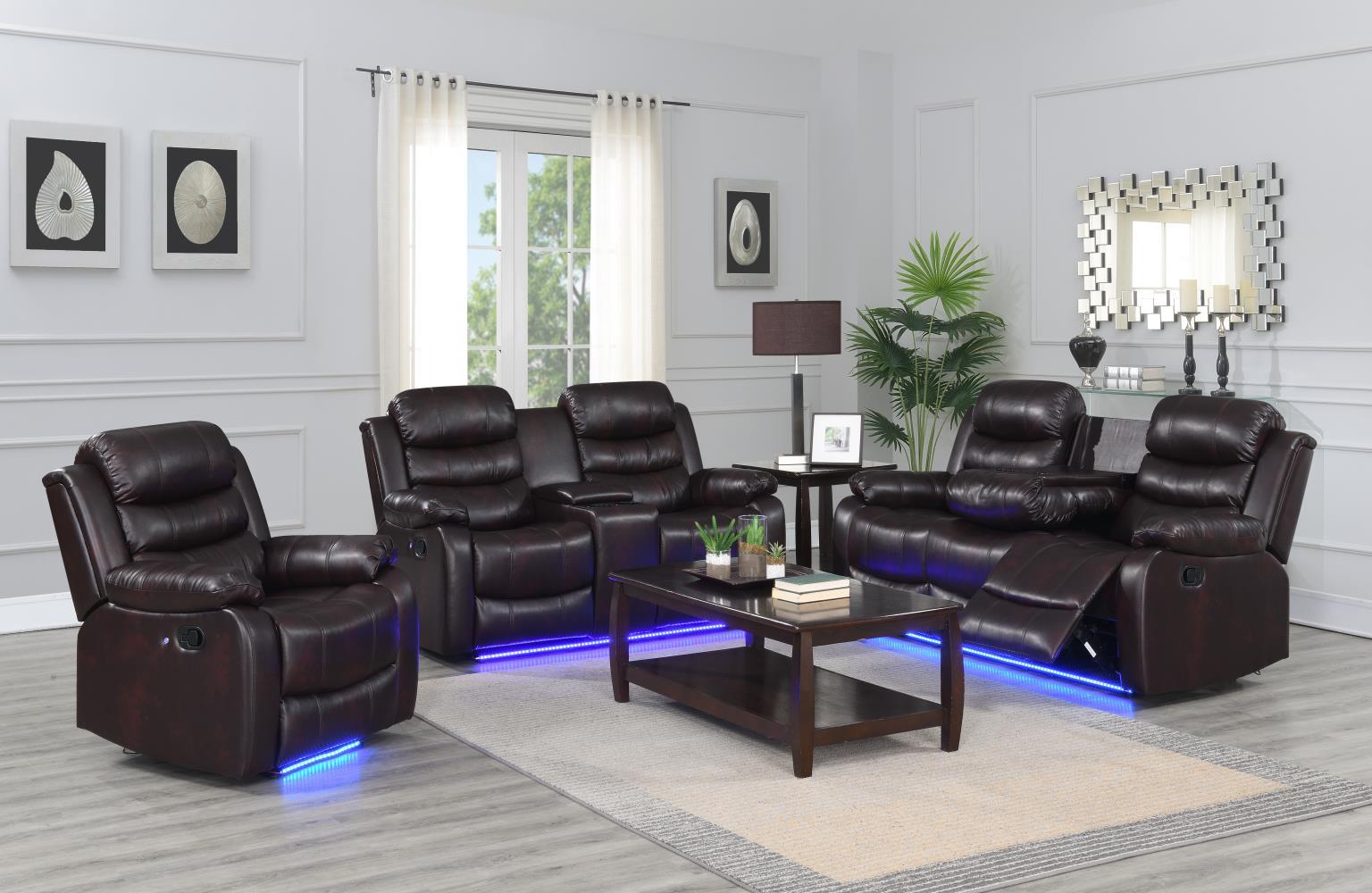 U155 - 3 Piece Living Room Set (Motion Sofa & Motion Loveseat, Motion Chair) - Dark Brown