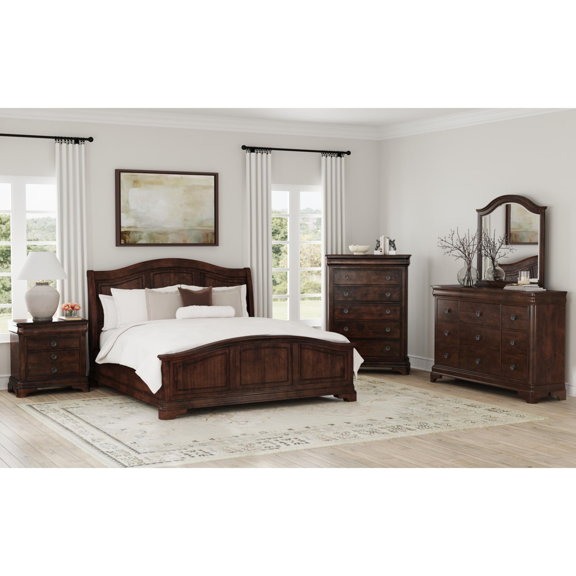 Cameron - King Panel Bed - Cherry