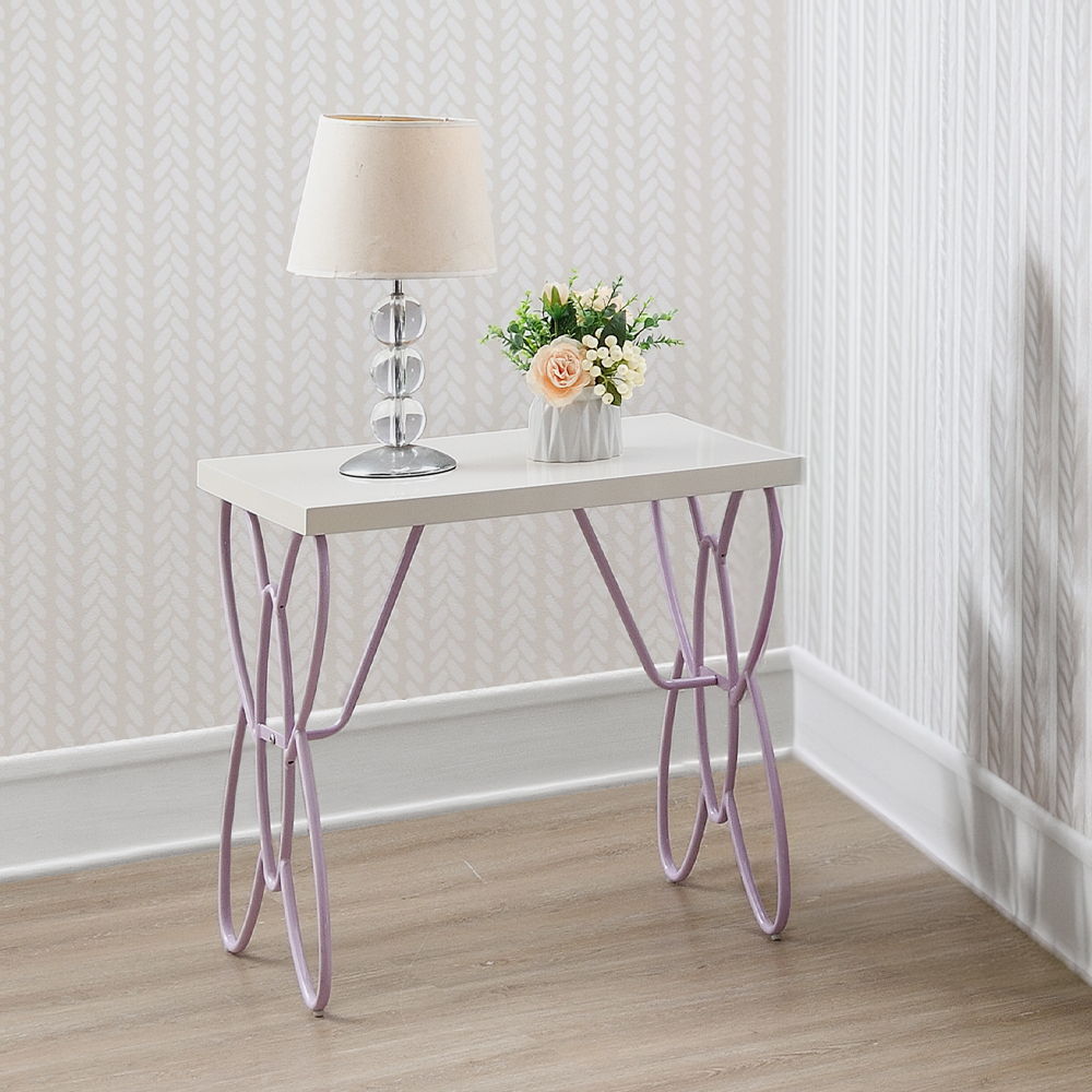 Priya II - Nightstand - White & Light Synthetic Leather Rple, white, view 6