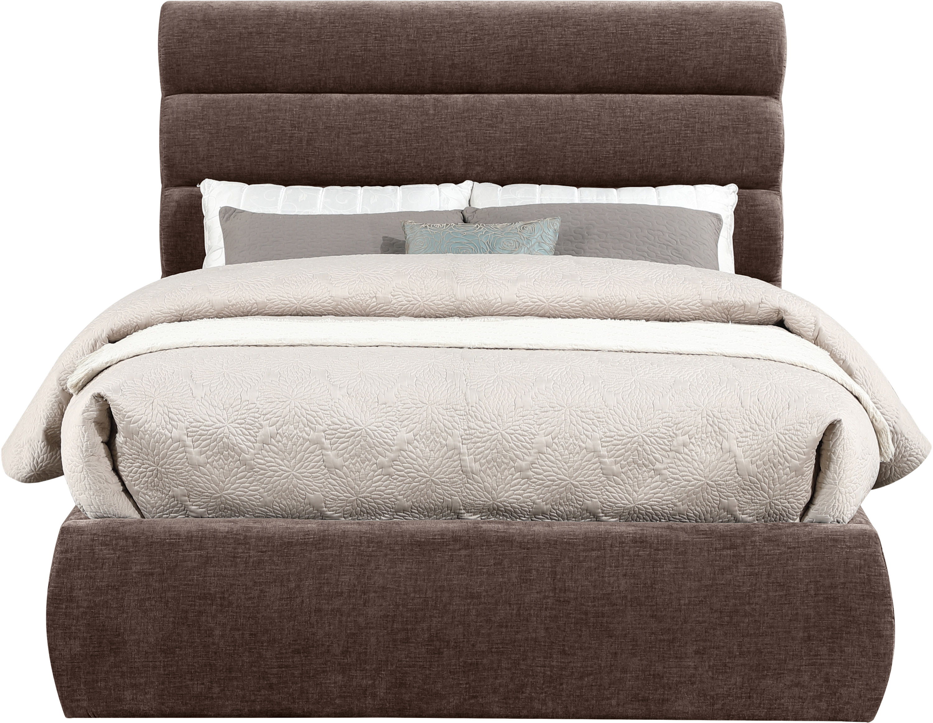 Adam - Chenille Fabric Full Bed With 52" Headboard - Brown