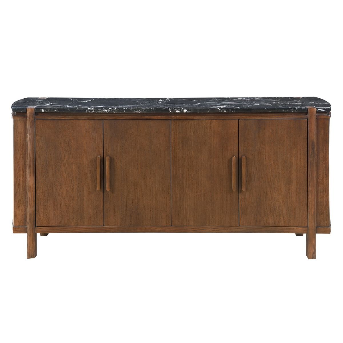 Estella - Server With Marble Top - Black Natural Marble Top & Walnut, dark brown, view 2