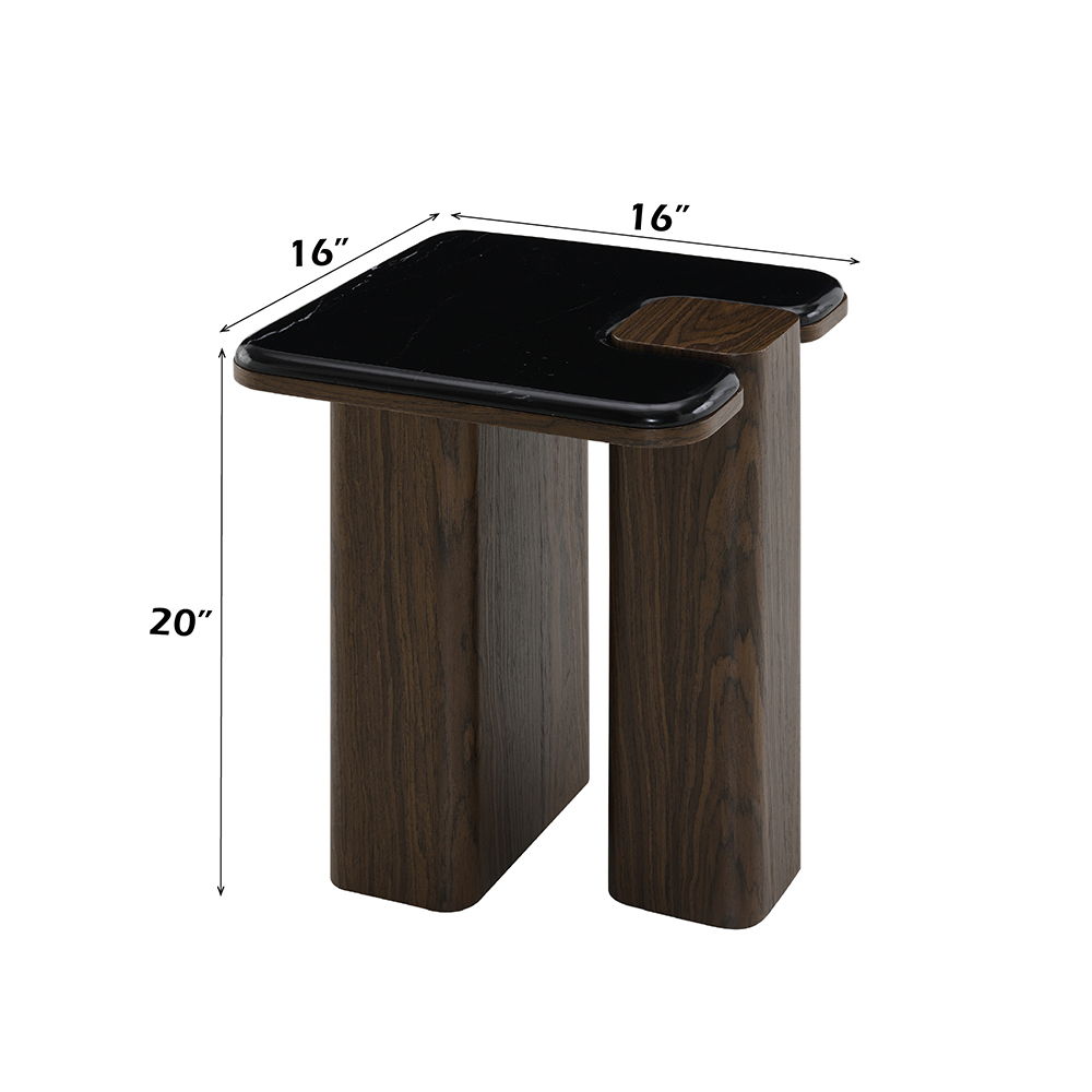 Dana - End Table With Marble Top - Natural / Dark Walnut, dark brown, view 4