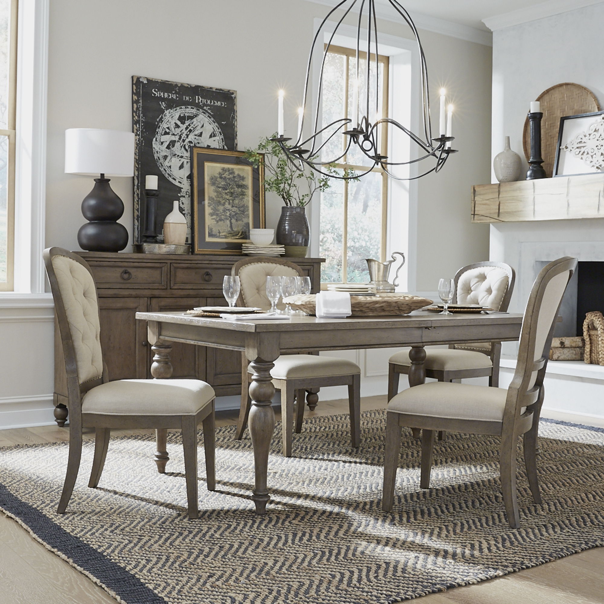 Liberty Furniture Americana Farmhouse - Optional 5 Piece Leg Table Set - Light Brown