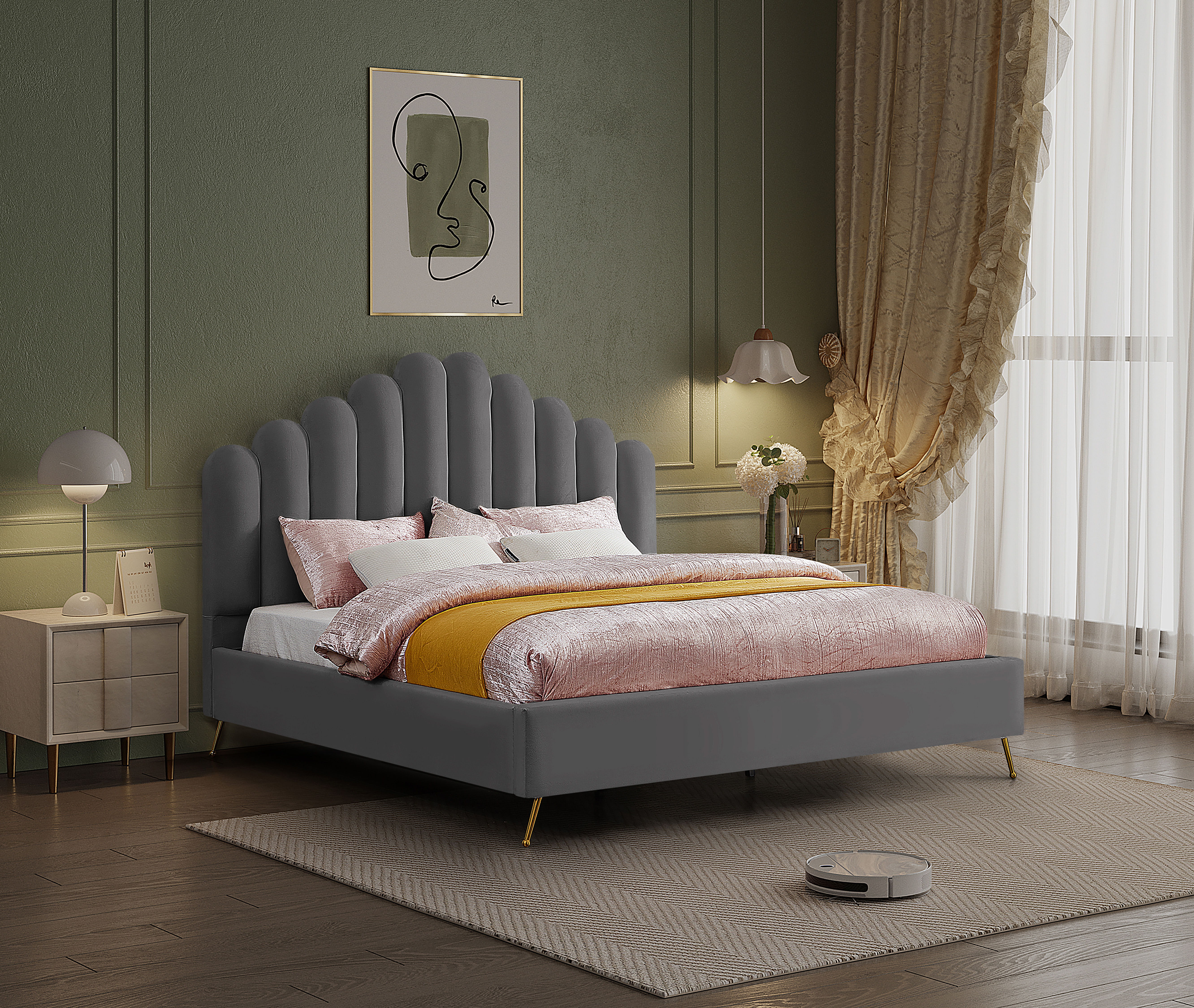 Lily - King Bed - Gray