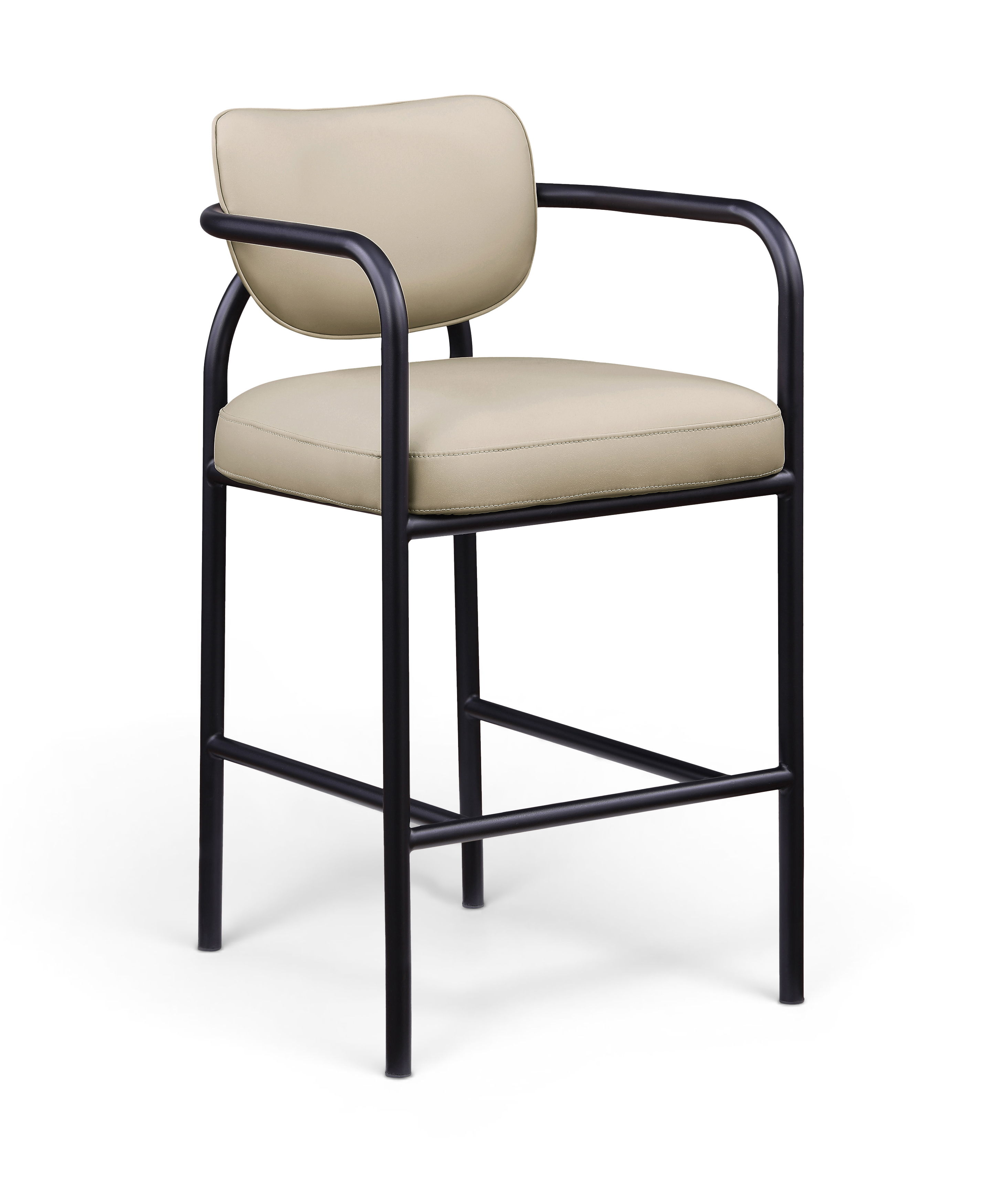 Serava - Vegan Leather Upholstered Bar Stool - Beige