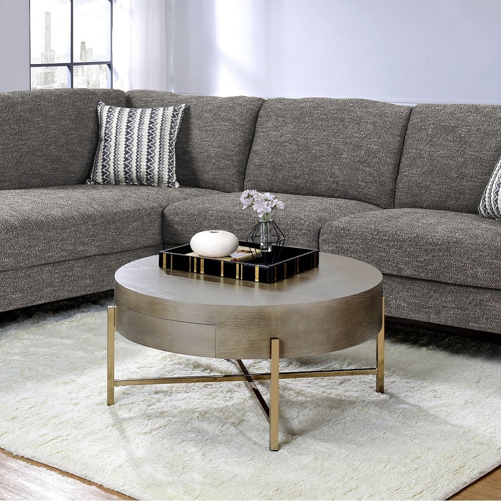 Weyton - Coffee Table - Light Brown & Champagne, dark gray