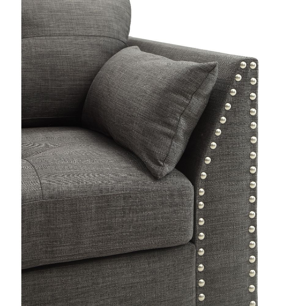 Laurissa - Chair With 3 Pillows - Light Charcoal Linen, dark gray, view 4