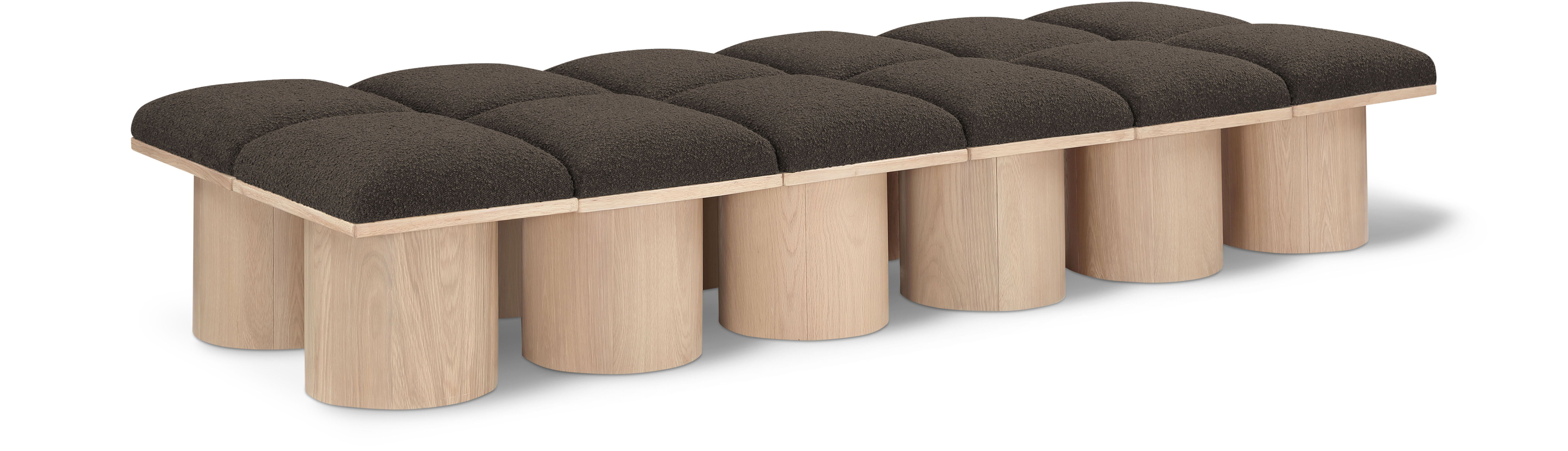 Pavilion - 93" 12 Piece Modular Bench With Natural Base - Brown