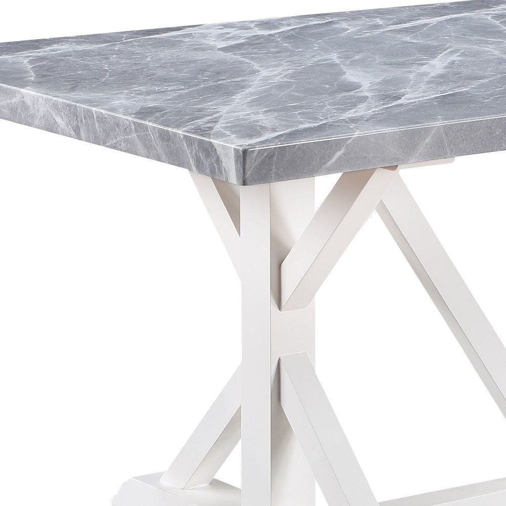 Hollyn - Dining Table With Engineered Stone Top - Engineered Stone & White, gray, view 5