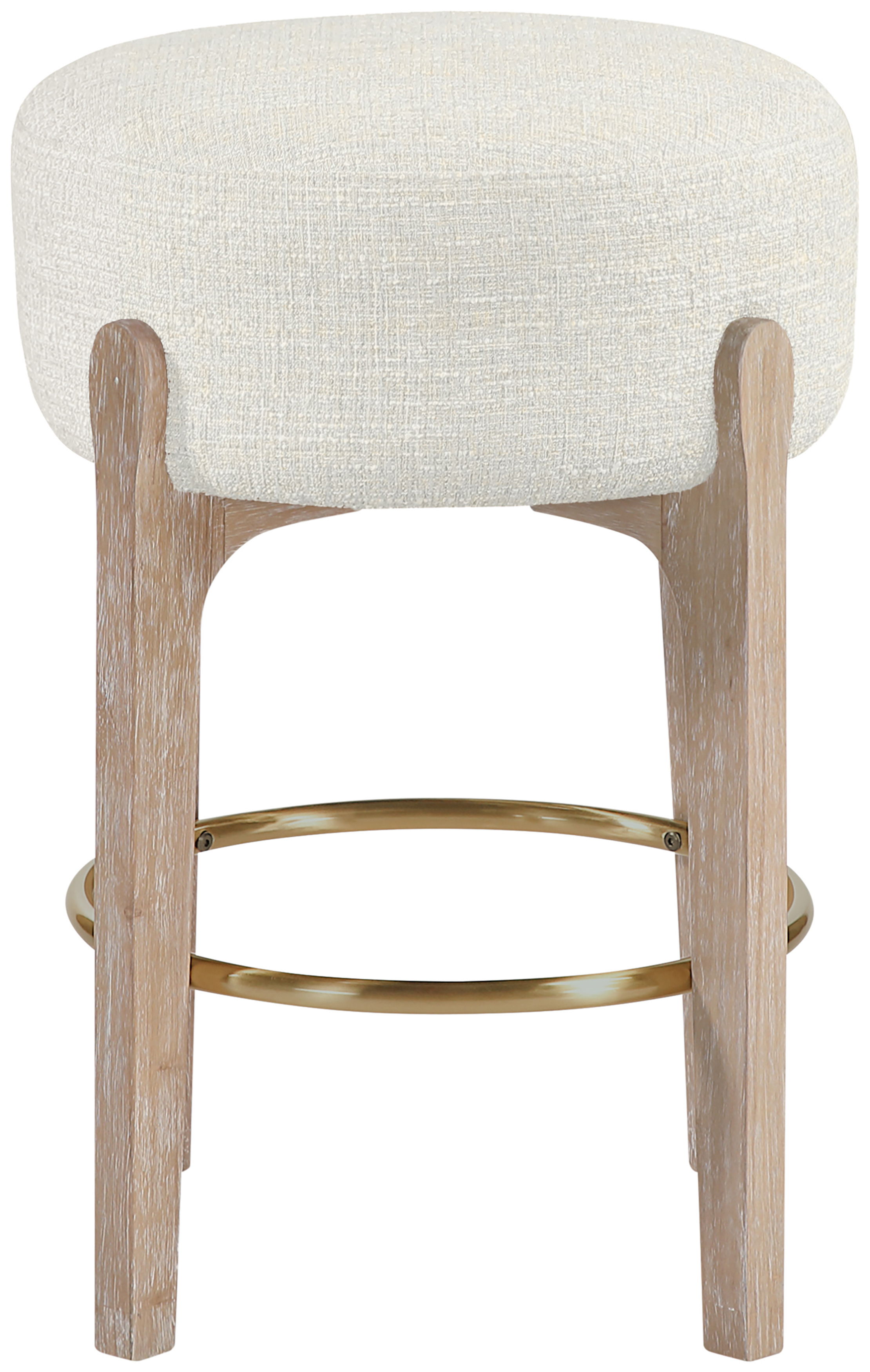 Torino - Fabric Upholstered Backless Counter Stool (Set of 2) - Cream / Brushed Natural