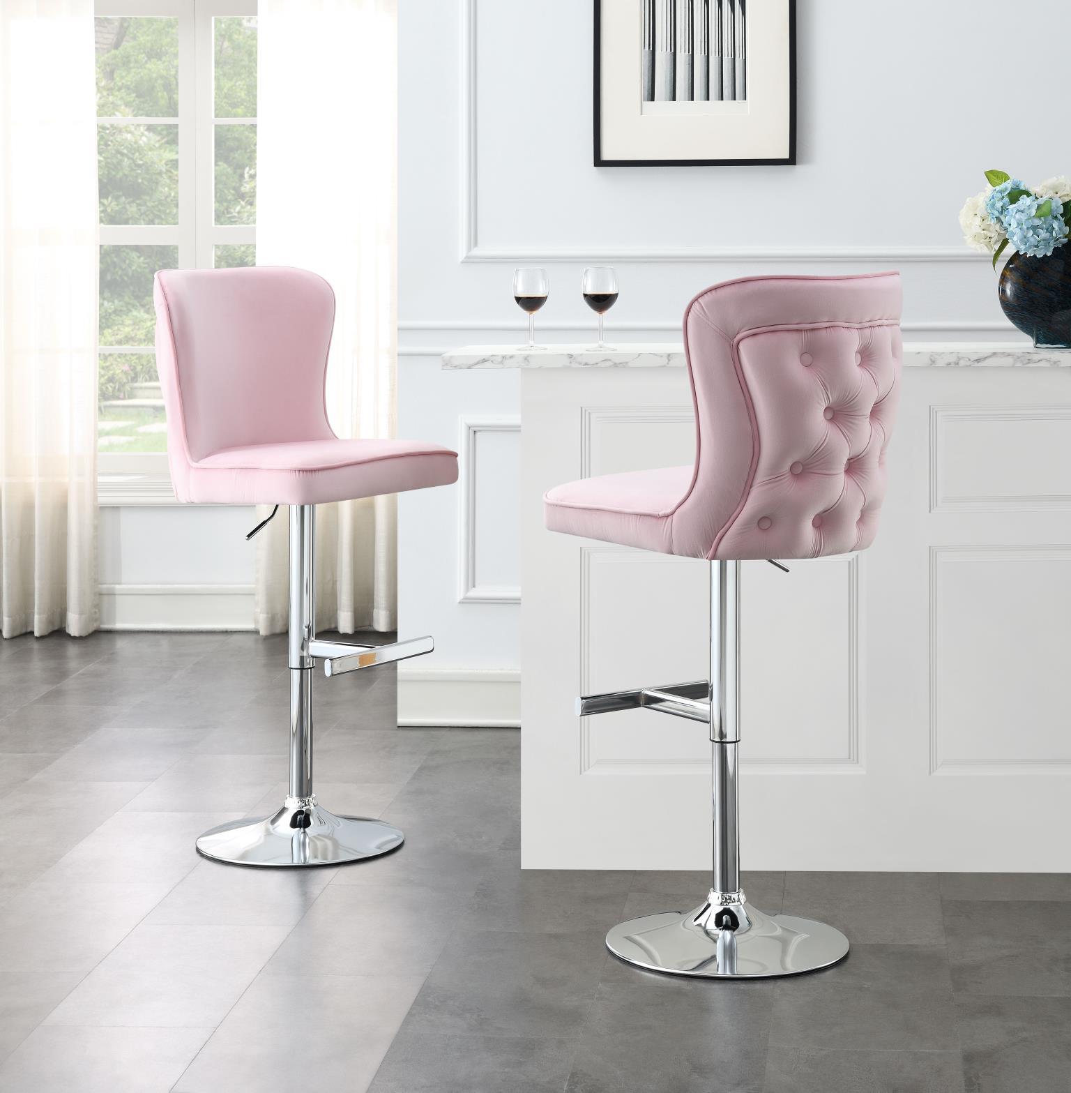 ST110 - Velvet Bar Stool (Set of 2) - Pink