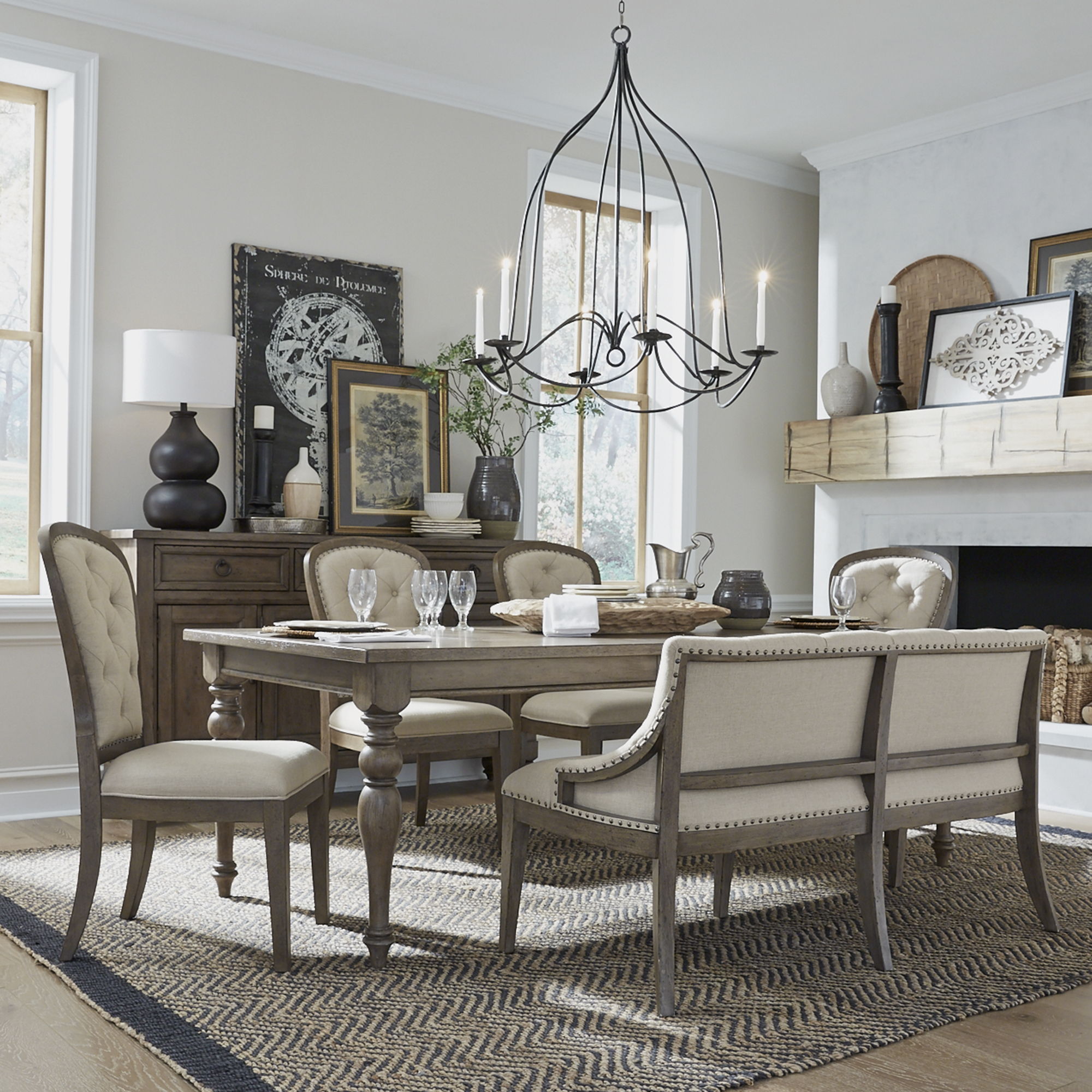 Liberty Furniture Americana Farmhouse - Optional 6 Piece Leg Table Set - Light Brown