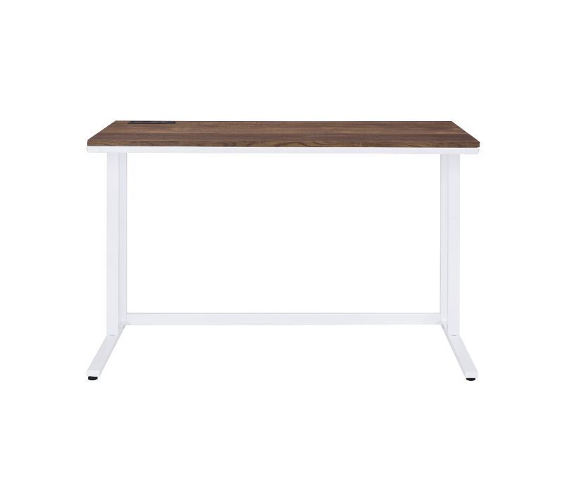 Tyrese - Writing Desk With USB - Walnut & White, white, view 3
