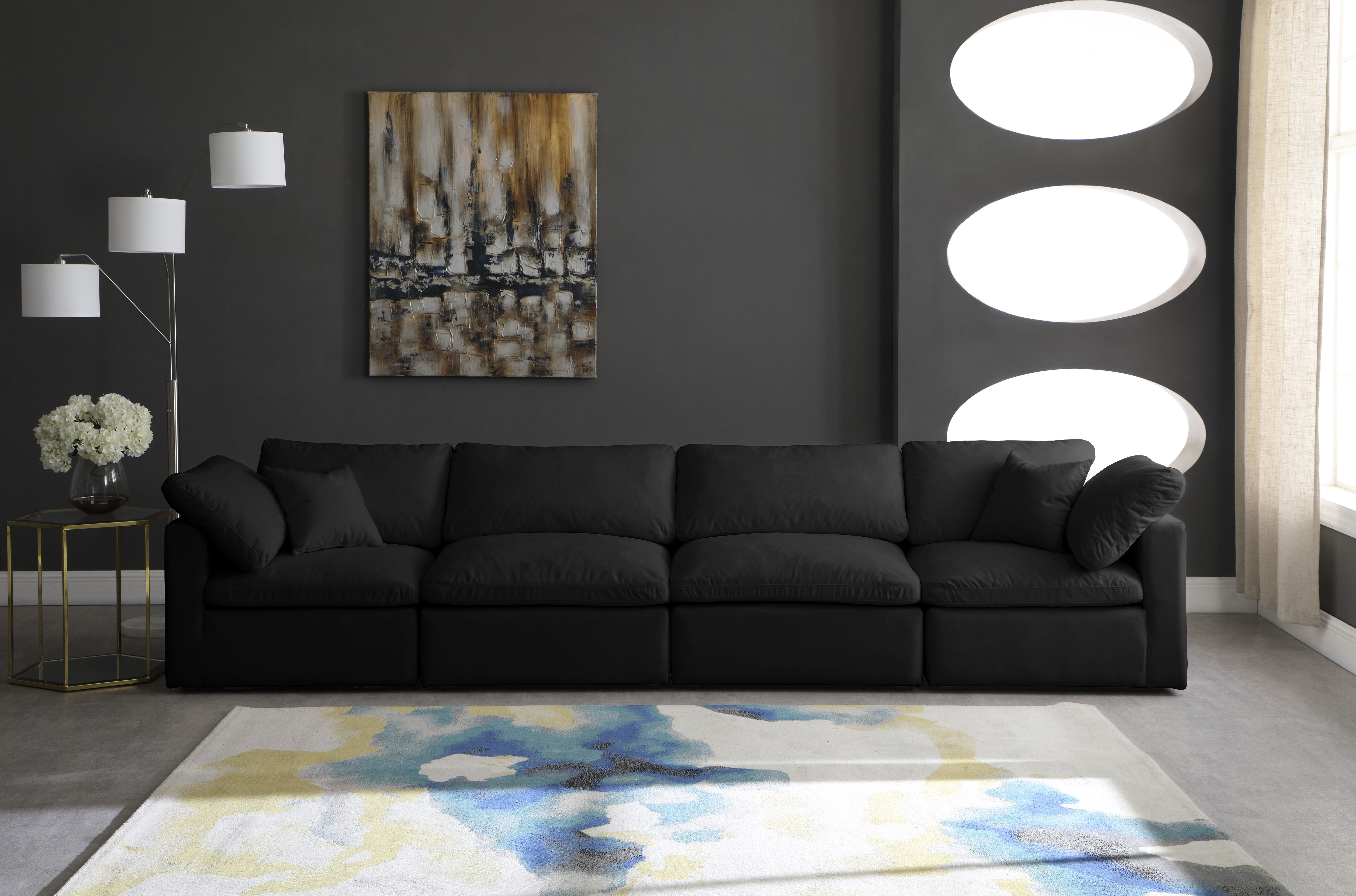 Plush - 4 Piece Modular Sofa - Black