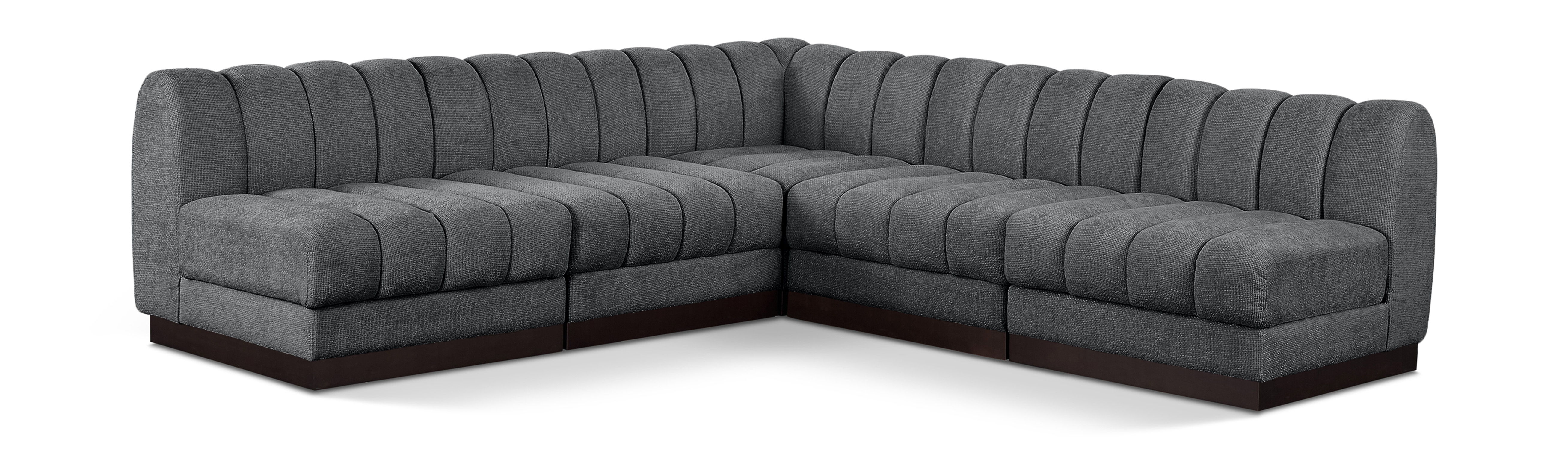 Quinn - 5 Piece Modular Armless Corner Sectional - Gray