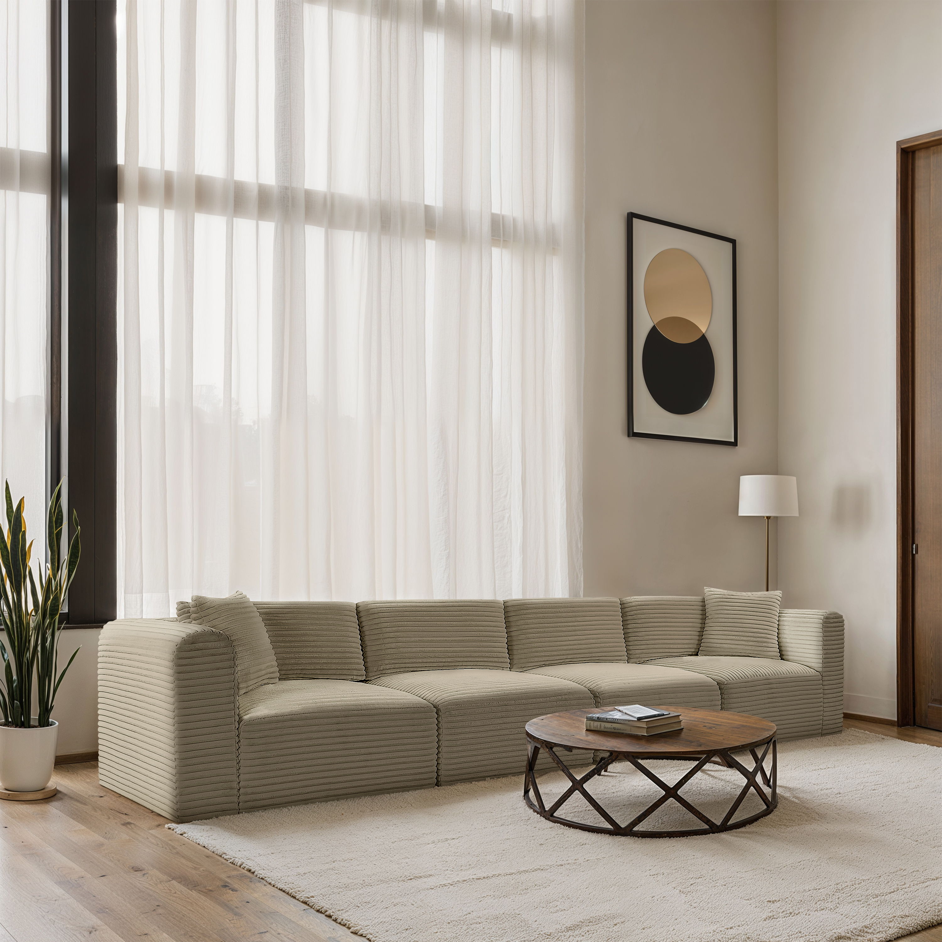 Shaggy - 4 Piece Modular Sofa - Cream