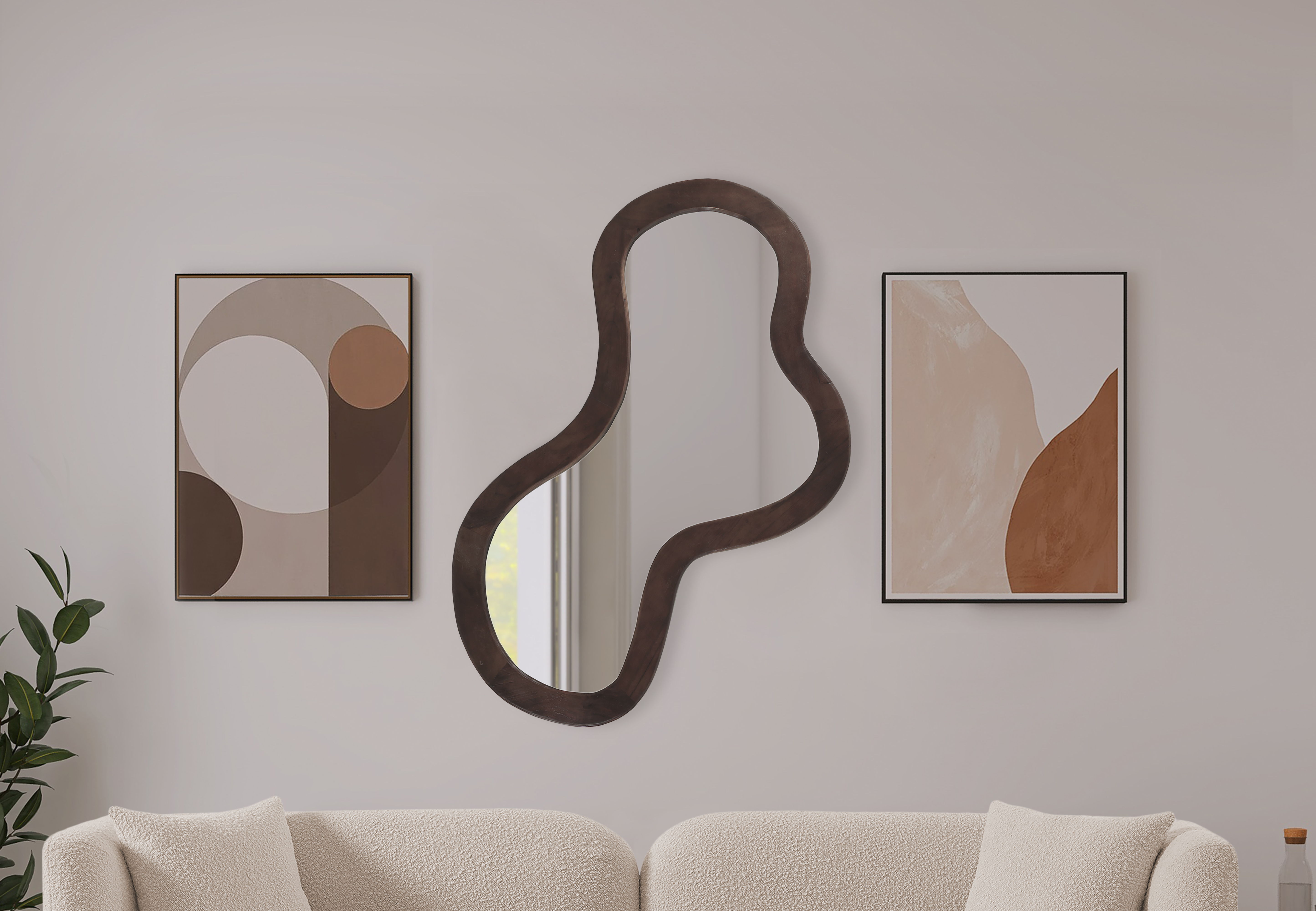 Oblique - 48" Wood Mirror - Brown