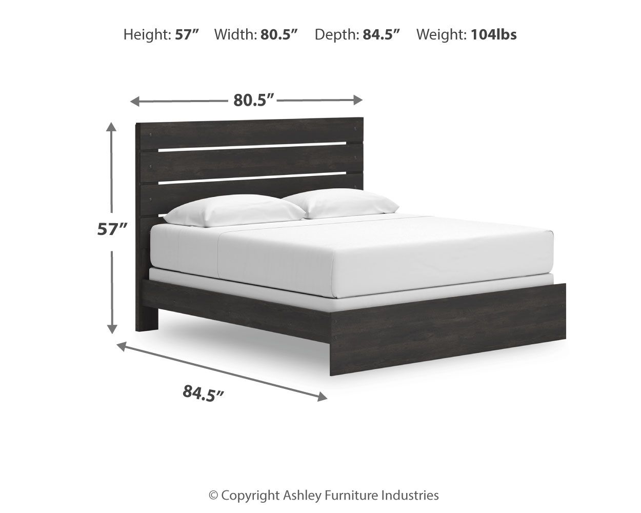 Ashley Furniture Hollivern - King Panel Bed - Dark Gray - Image 4