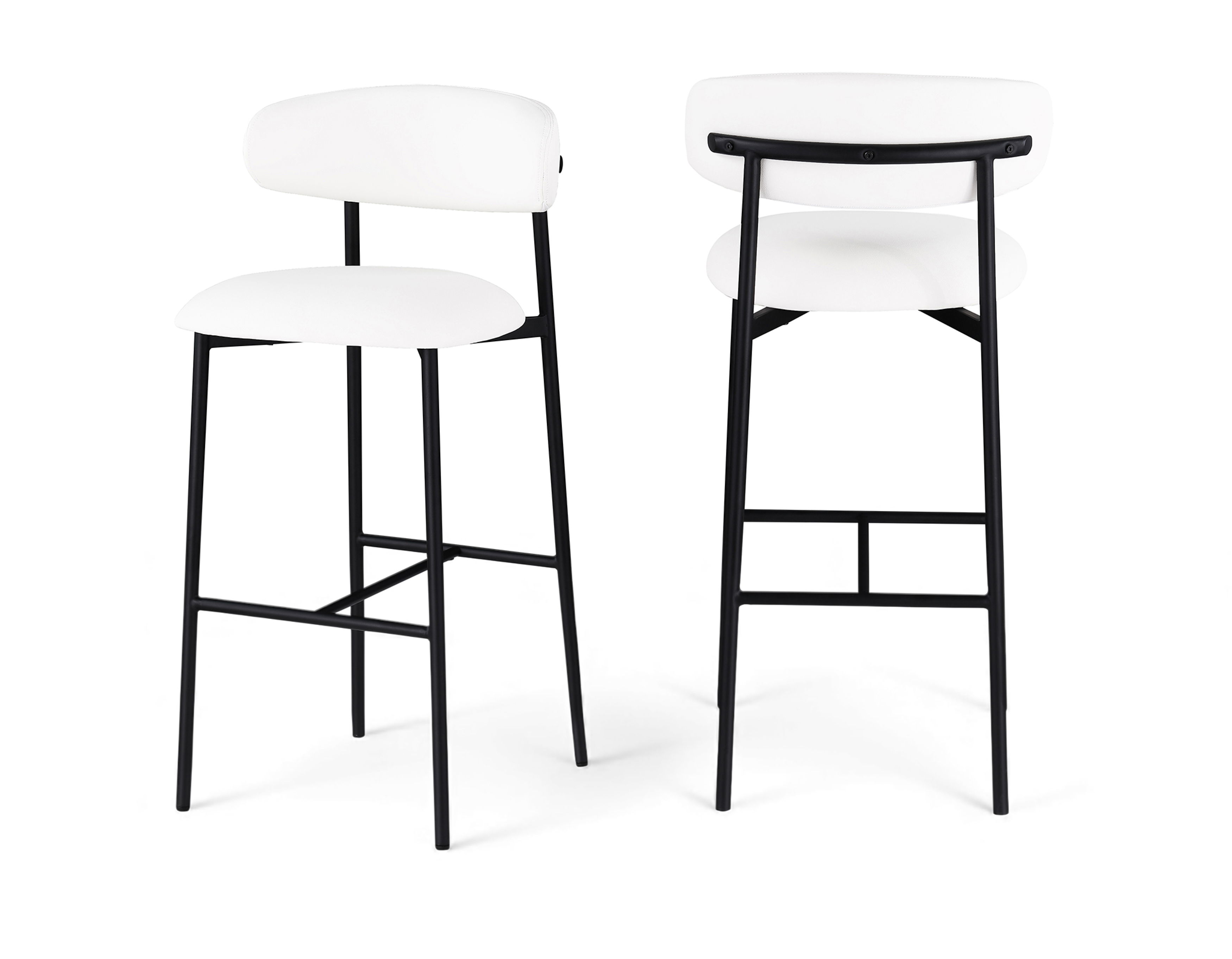 Lupita - Vegan Leather Upholstered Bar Stool (Set of 2) - White / Matte Black