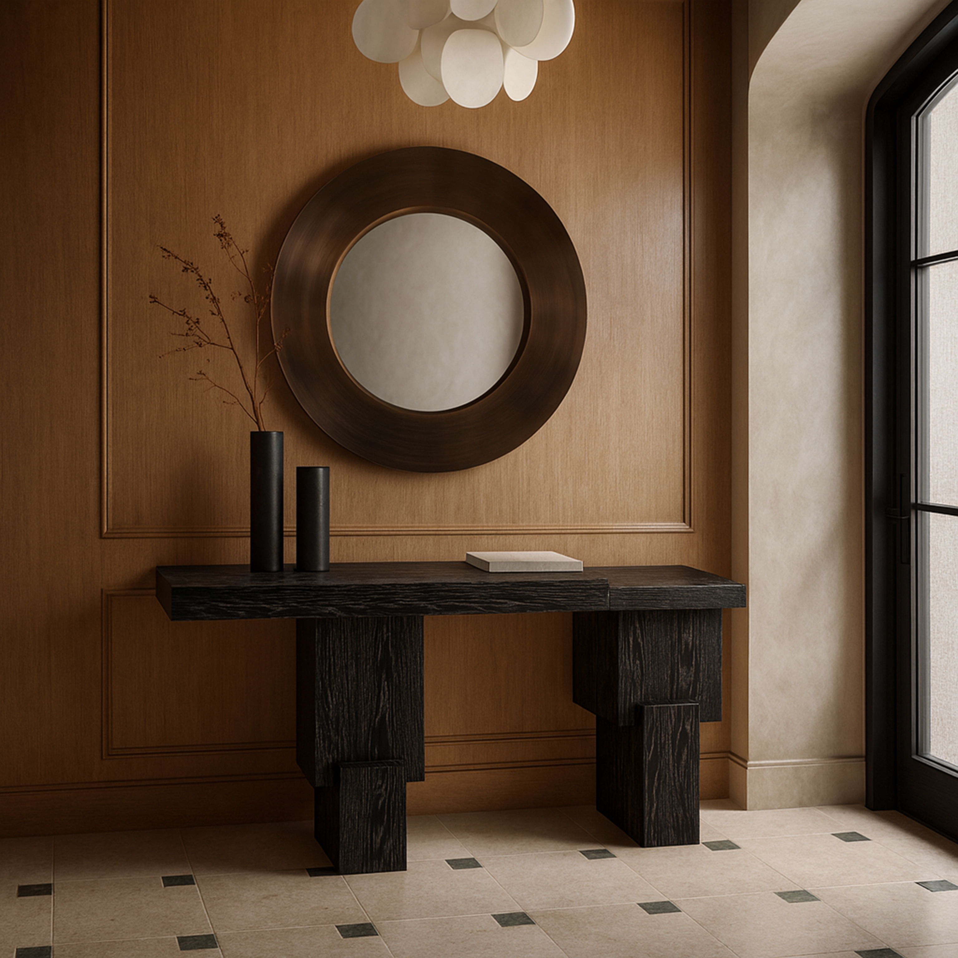 Anzio - Oak Veneer And Solid Wood Console Table - Black