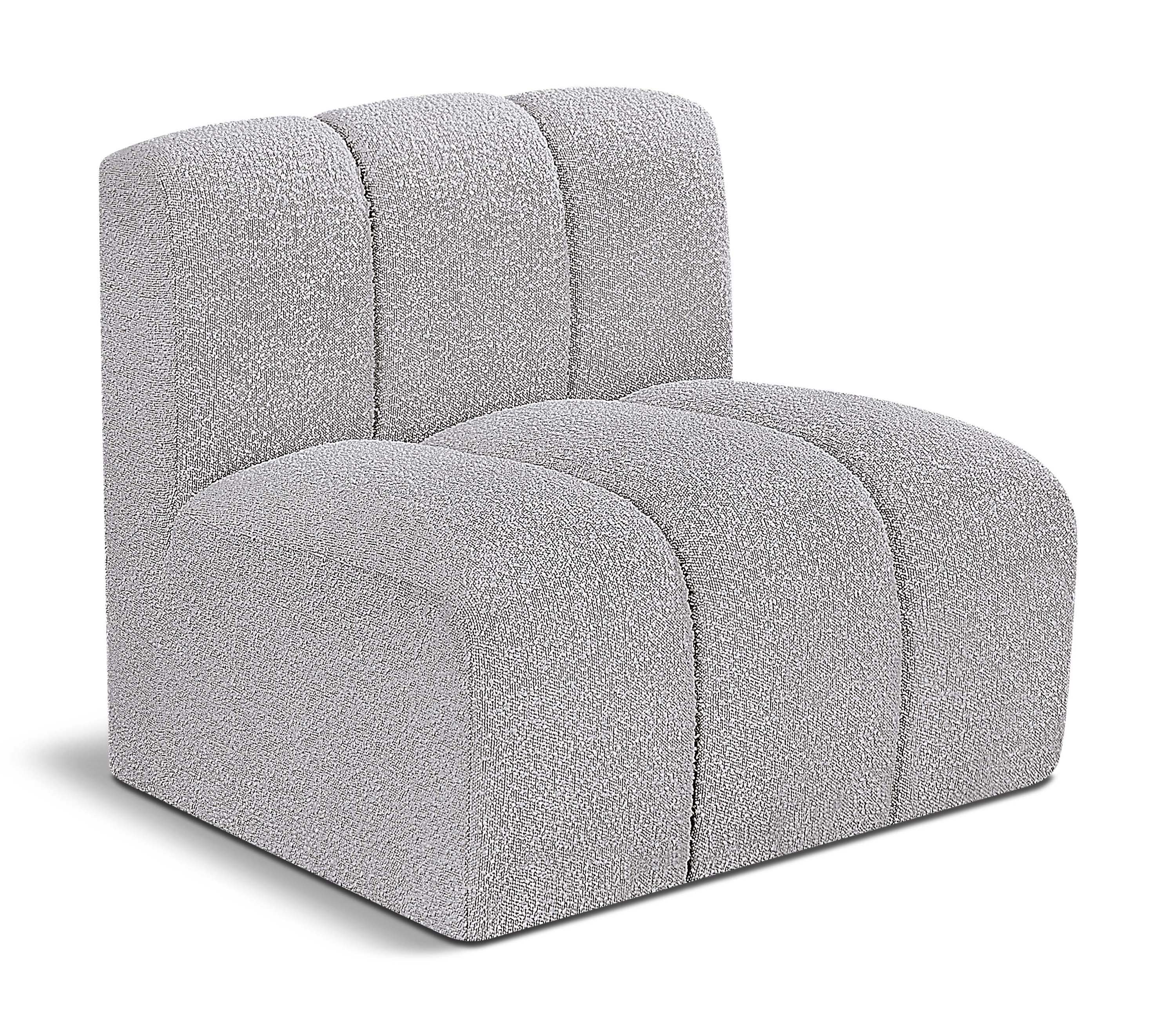 Arc - Boucle Fabric Straight Chair - Gray