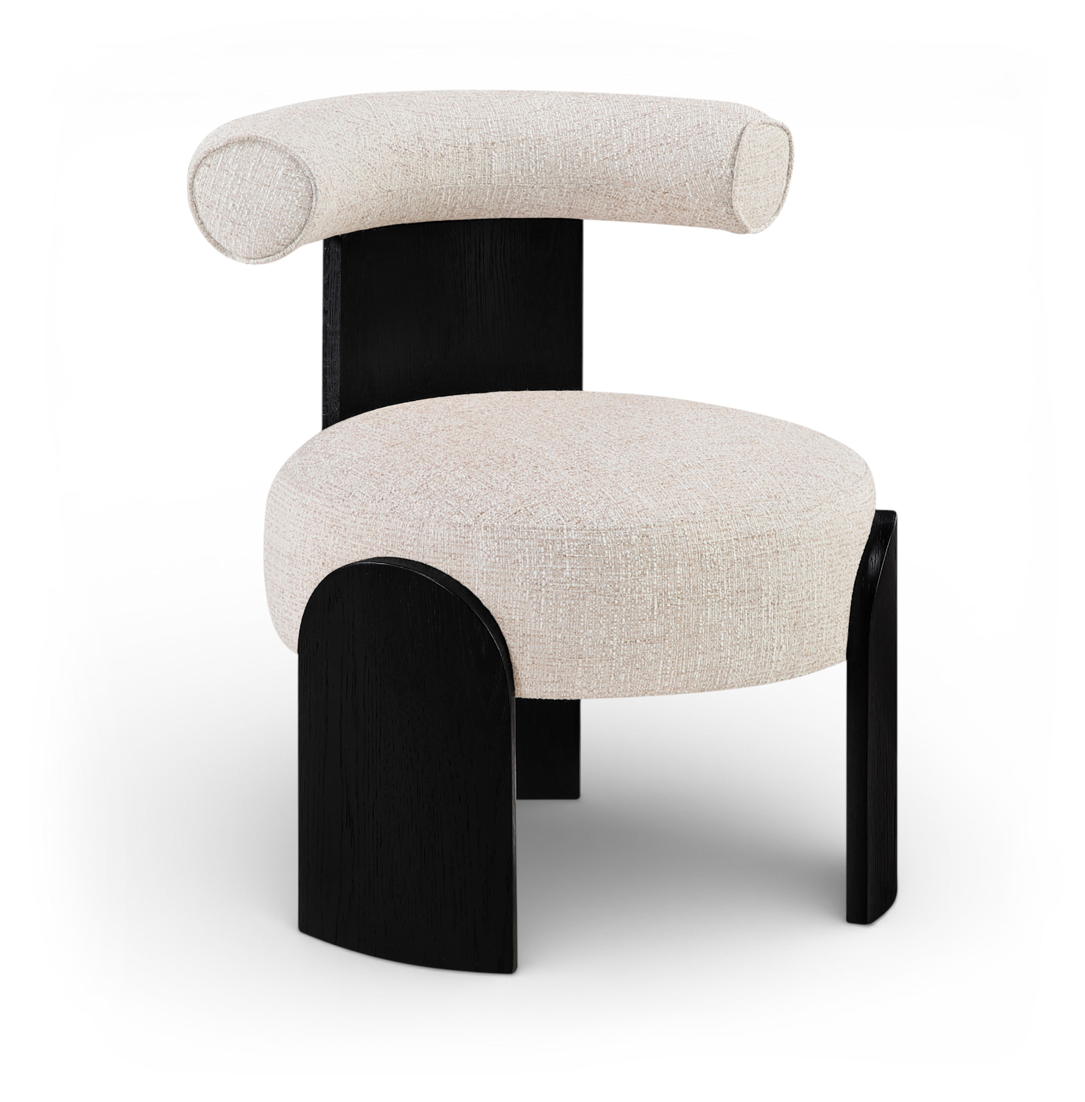 Calder - Linen Textured Fabric Upholstered Accent Chair - Beige / Painted Black