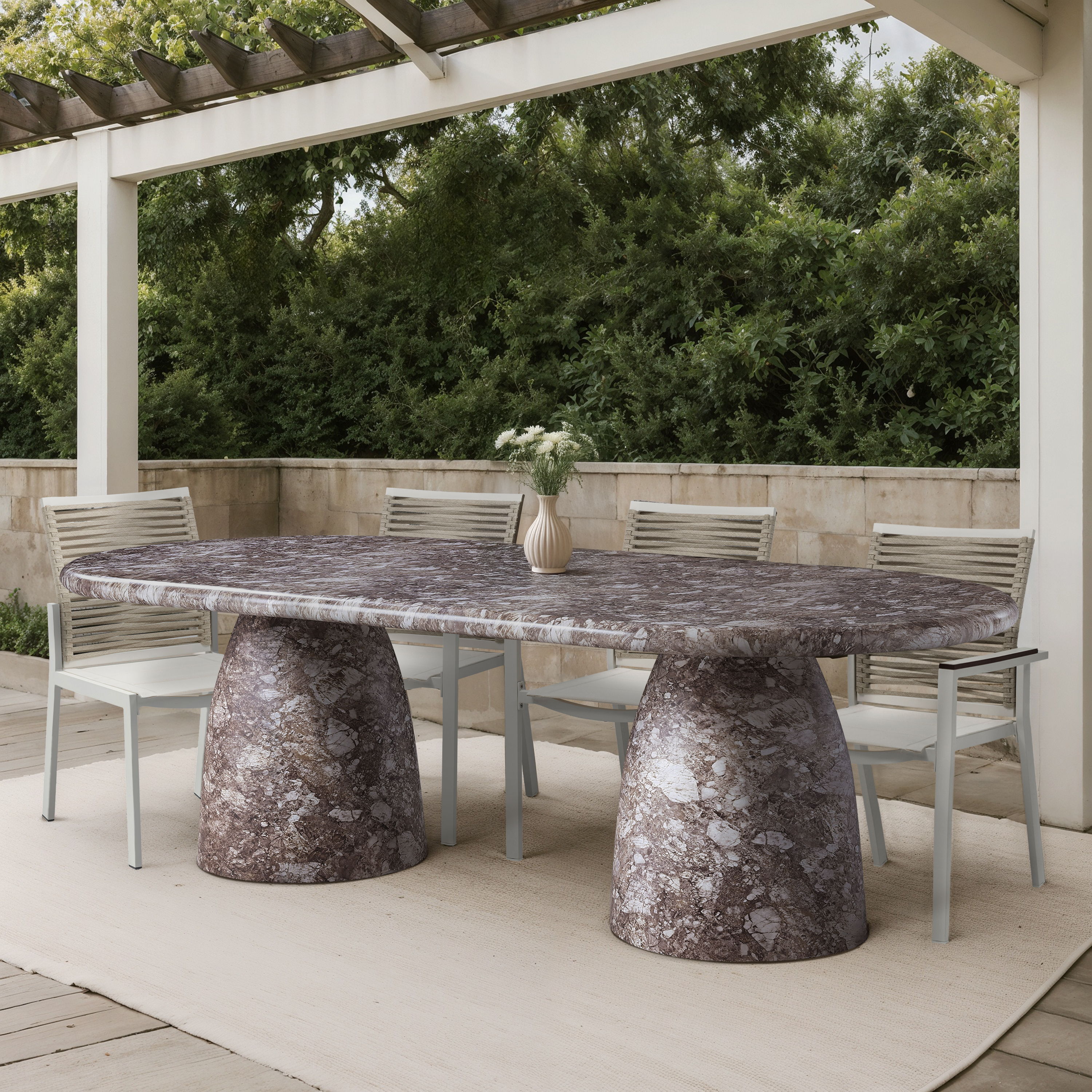 Cosenza - 96" Marble Finish Concrete Dining Table - Brown