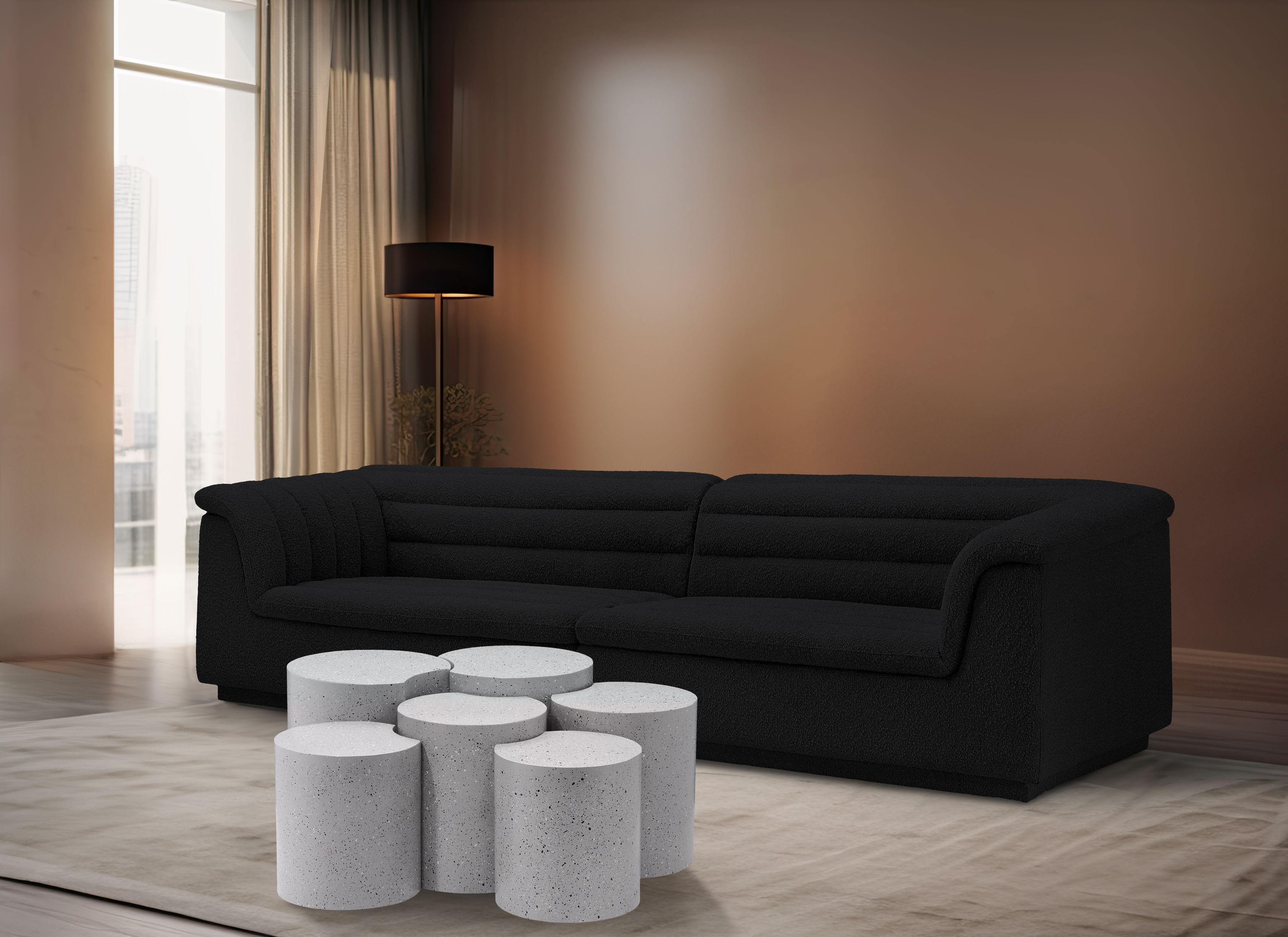 Dimple - 6 Piece Modular Coffee Table - White Terazzo