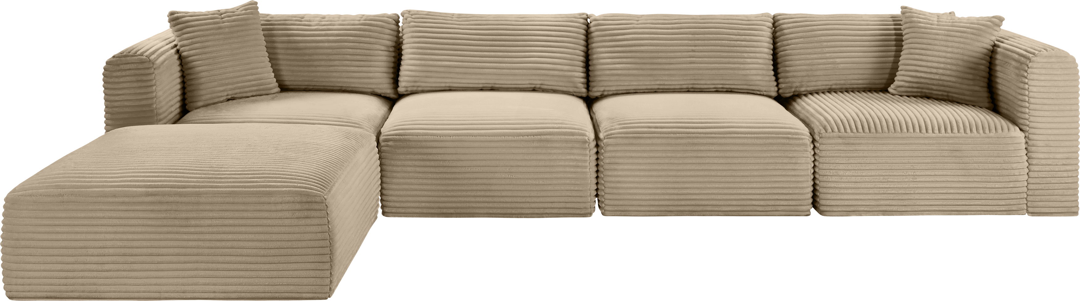 Shaggy - 5 Piece Modular Sectional With Ottoman - Taupe