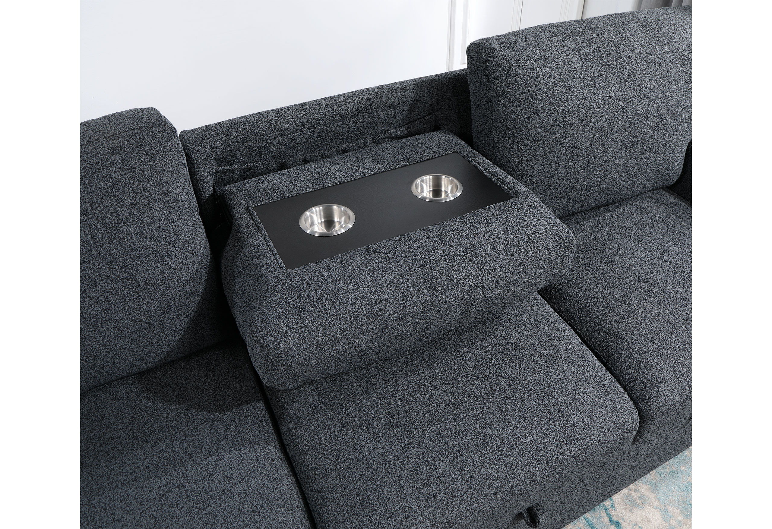 U0202 - Reversible Sofa Bed With USB - Dark Gray