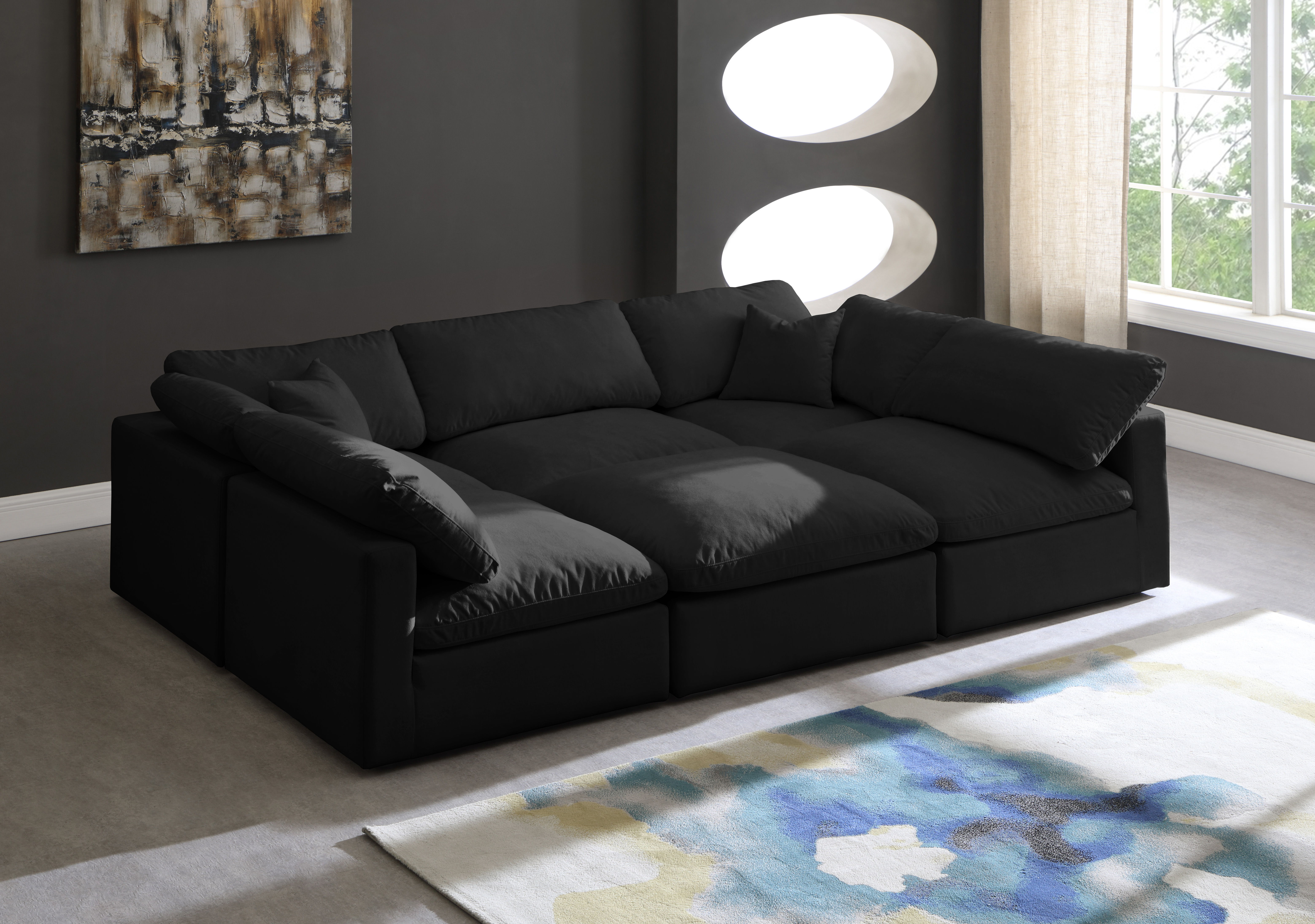 Plush - 6 Piece Modular Sectional - Black