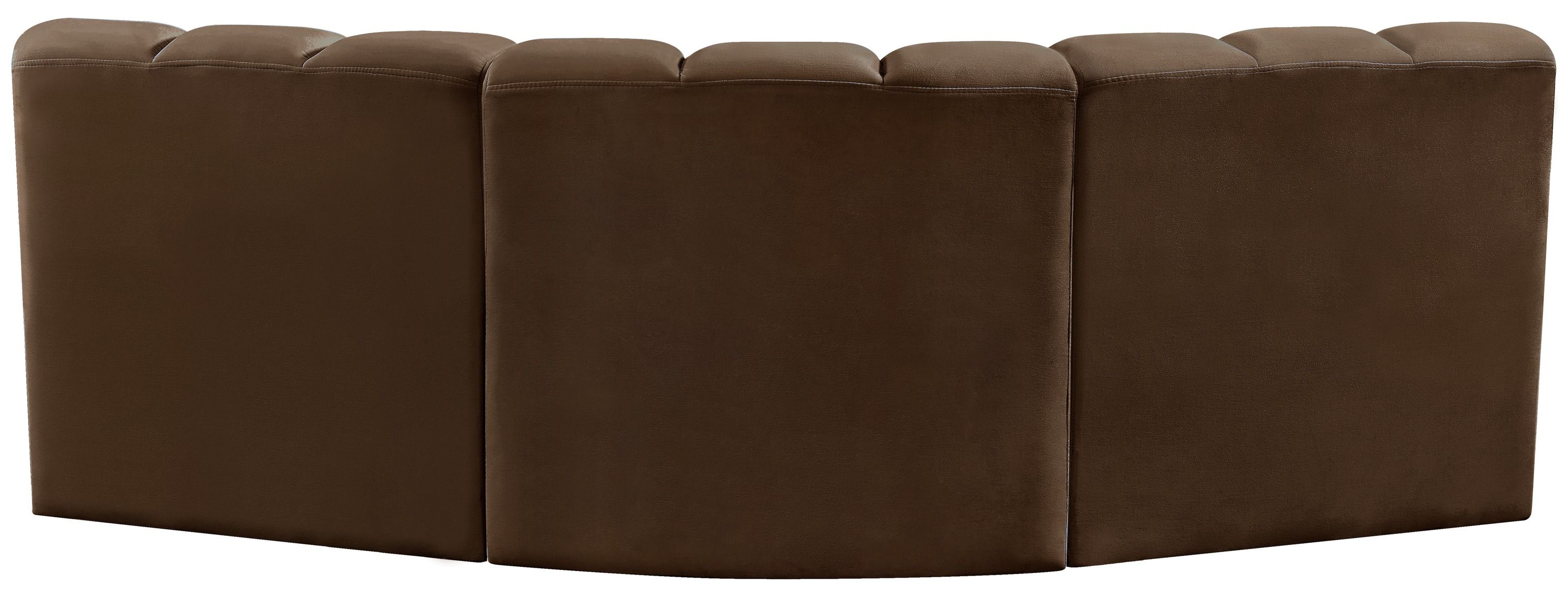 Arc - Velvet 3 Piece Modular Corner Sofa - Brown