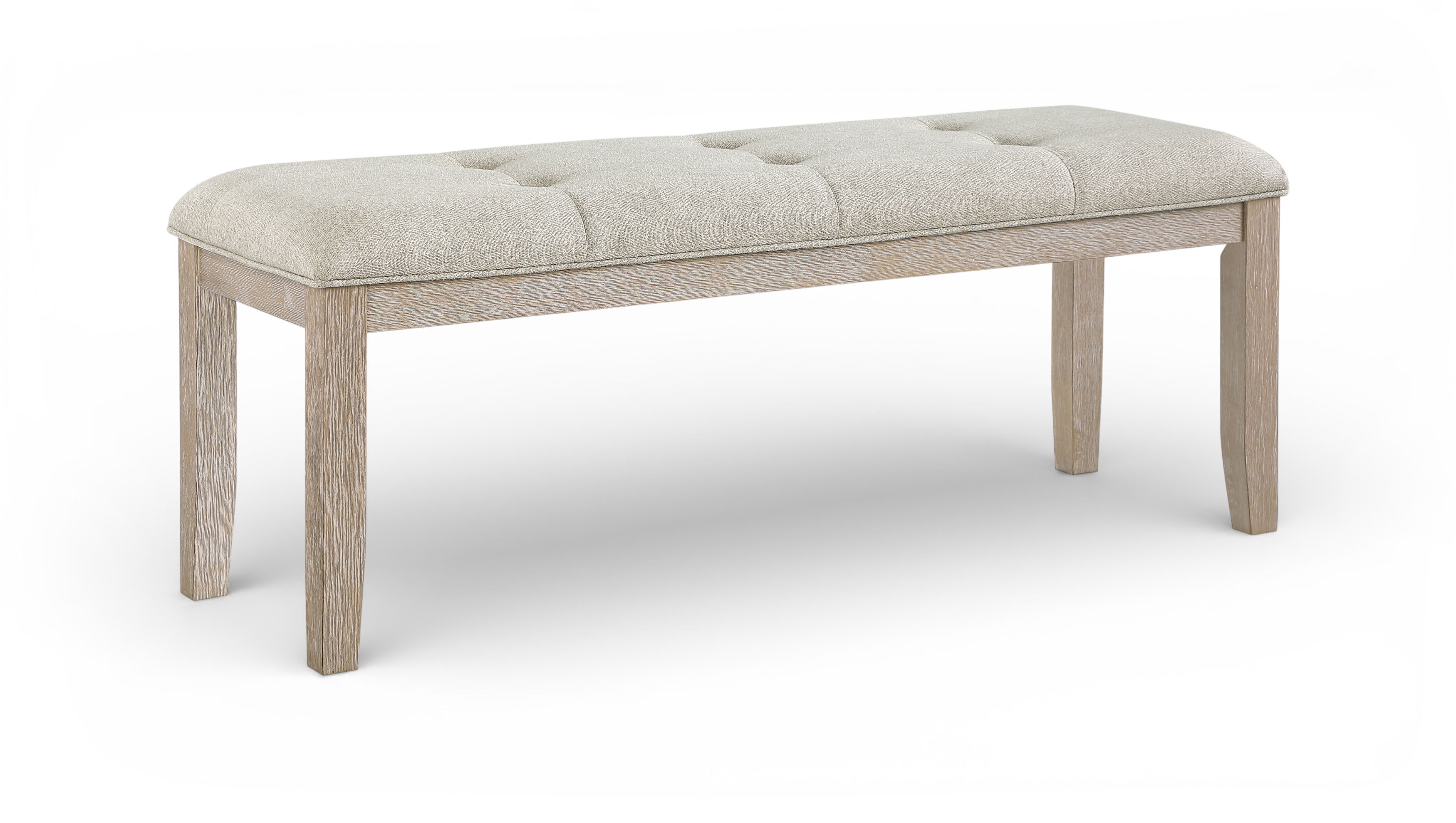 Ananda - Fabric Upholstered Bench - Beige / Brushed Natural