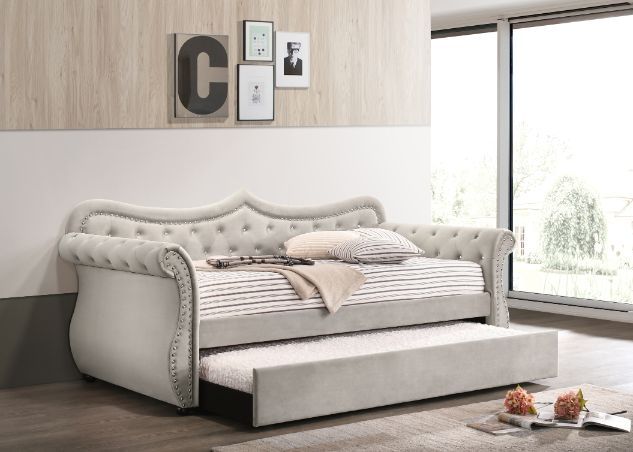 Adkins - Twin Daybed With Trundle - Beige Linen, beige