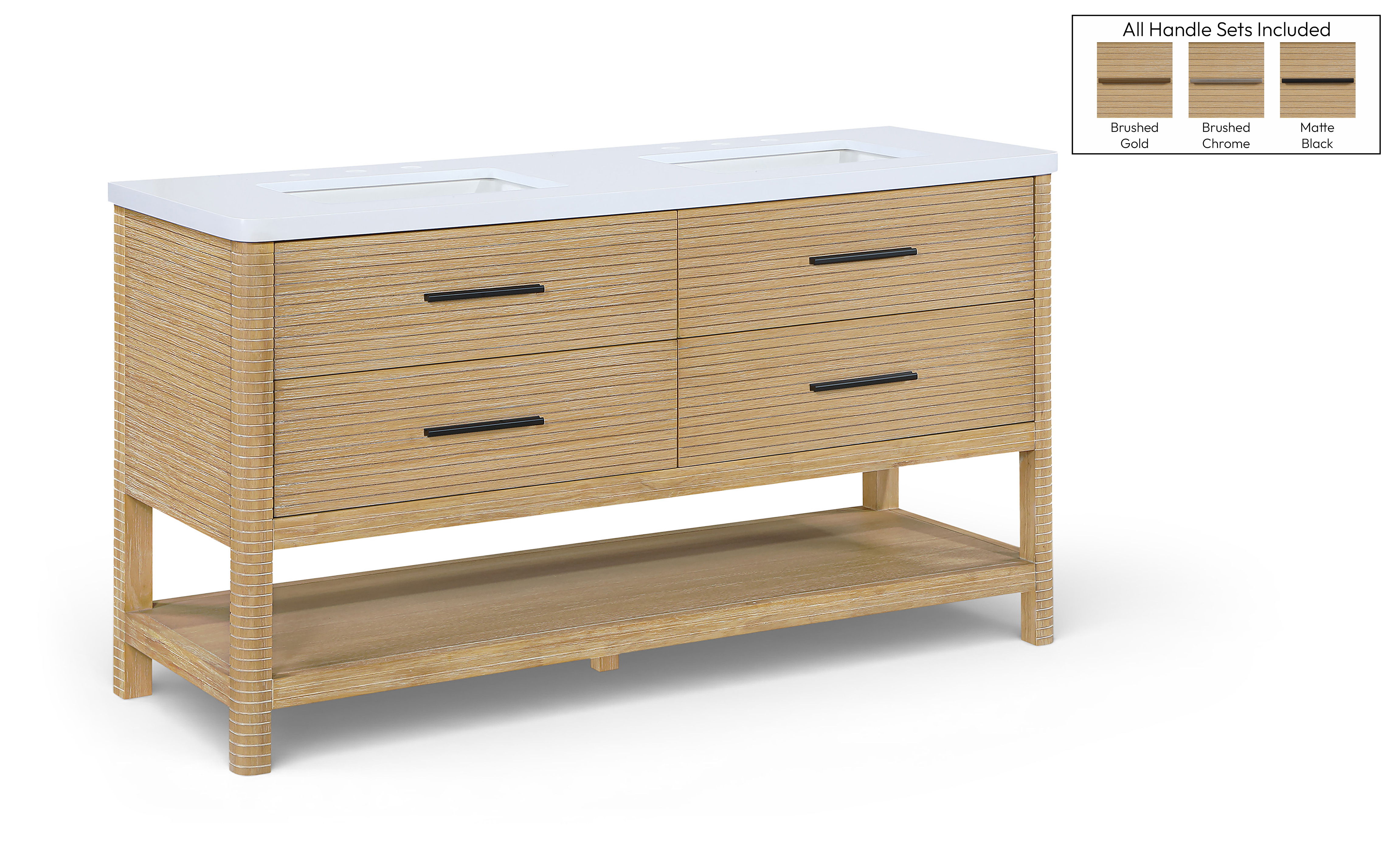 Oakwell - 60'' Bathroom Vanity - Natural / White