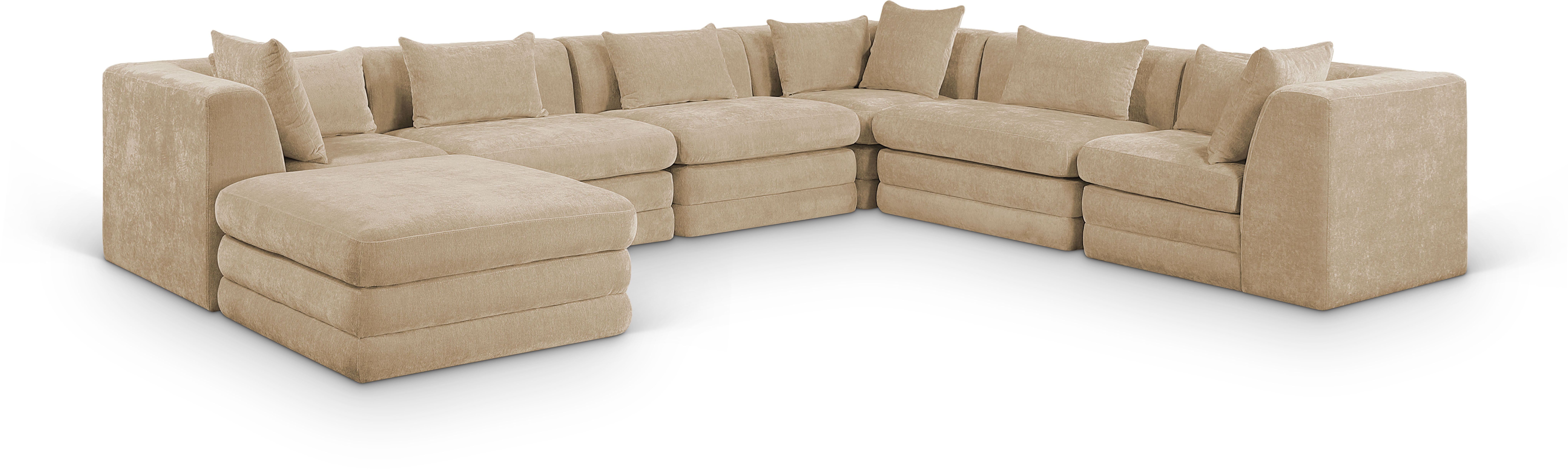 7 Pc · Chenille Fabric 152" Upholstered Modular Sectional