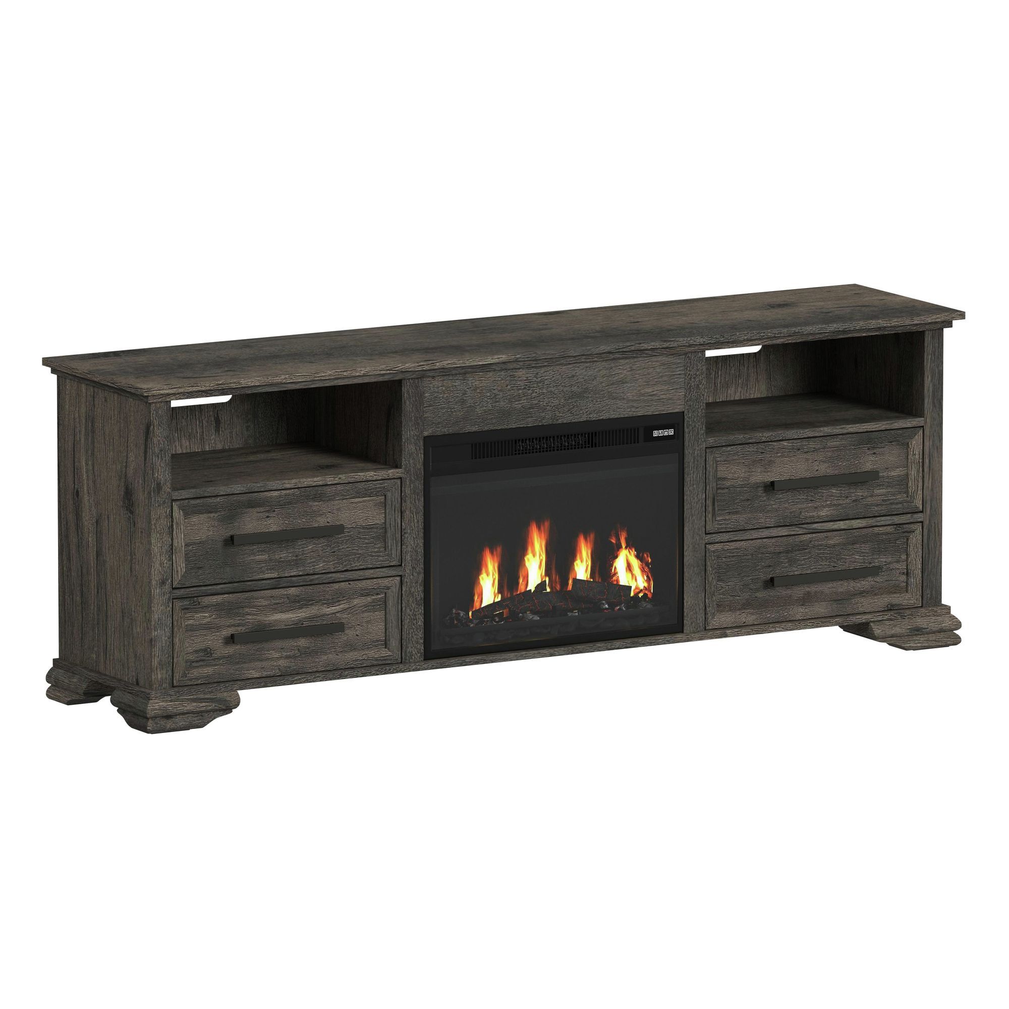 Park Ridge - 71'' TV Console With Fireplace Insert - Charcoal