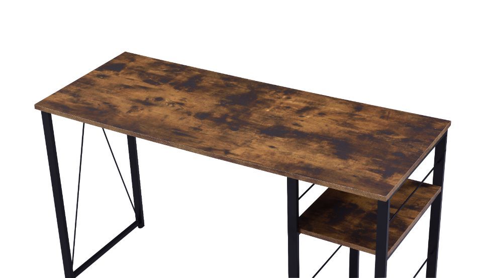 Vadna - Writing Desk - Weathered Oak & Black, dark brown, view 2