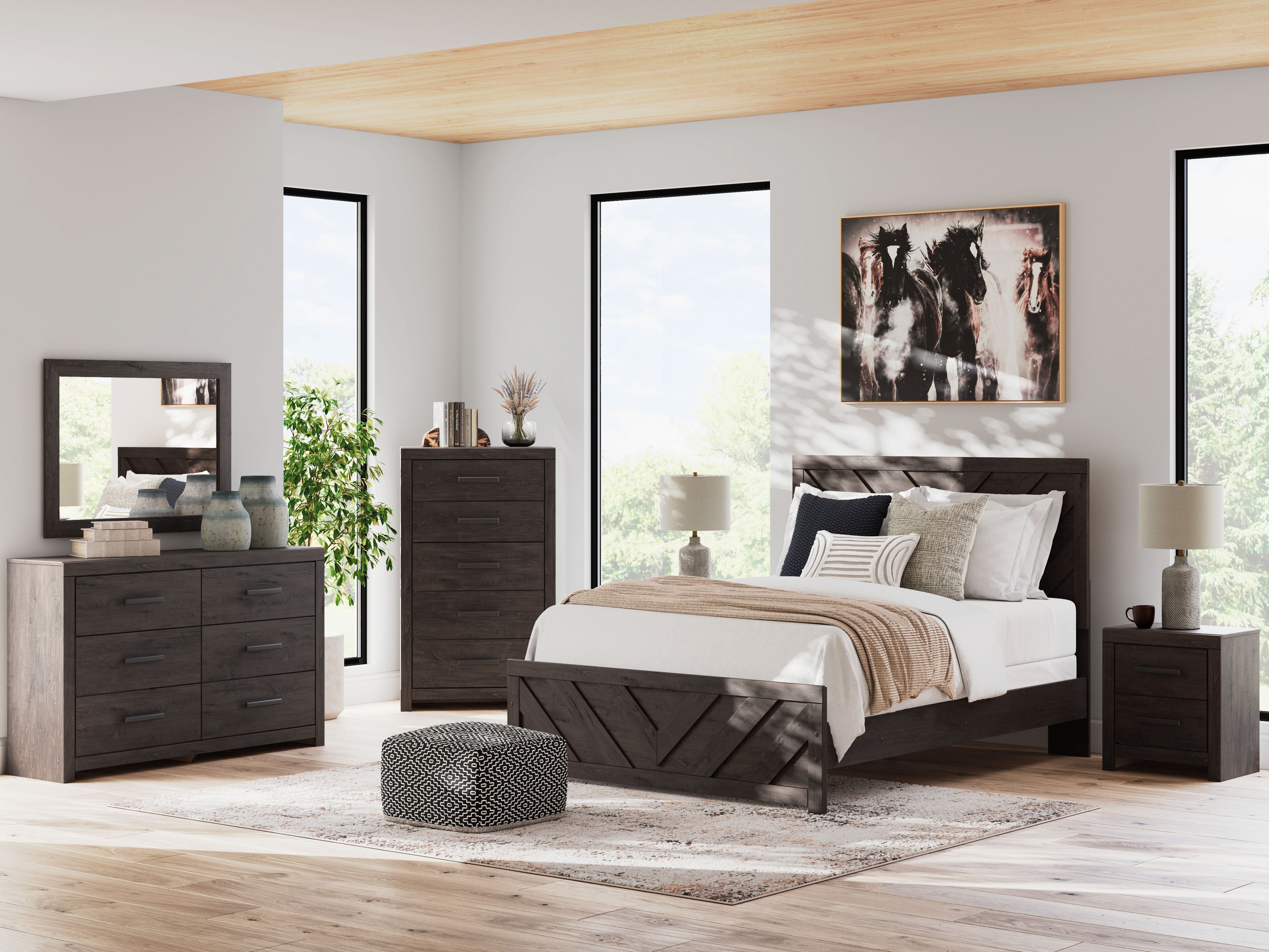 Queen · 4 Pc · Dresser, Mirror, Queen Panel Bed
