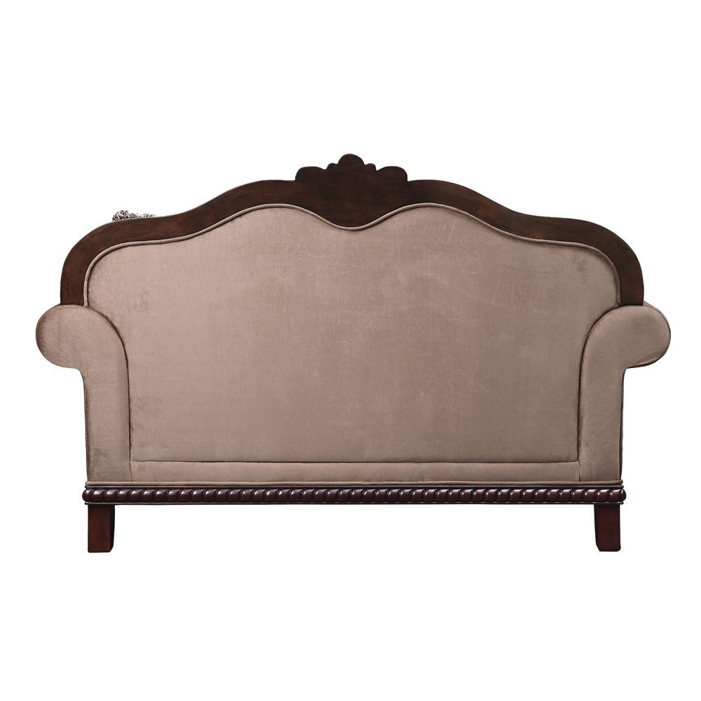 Chateau De Ville - Loveseat With 3 Pillows (Same Lv01589) - Fabric & Espresso, beige, view 7