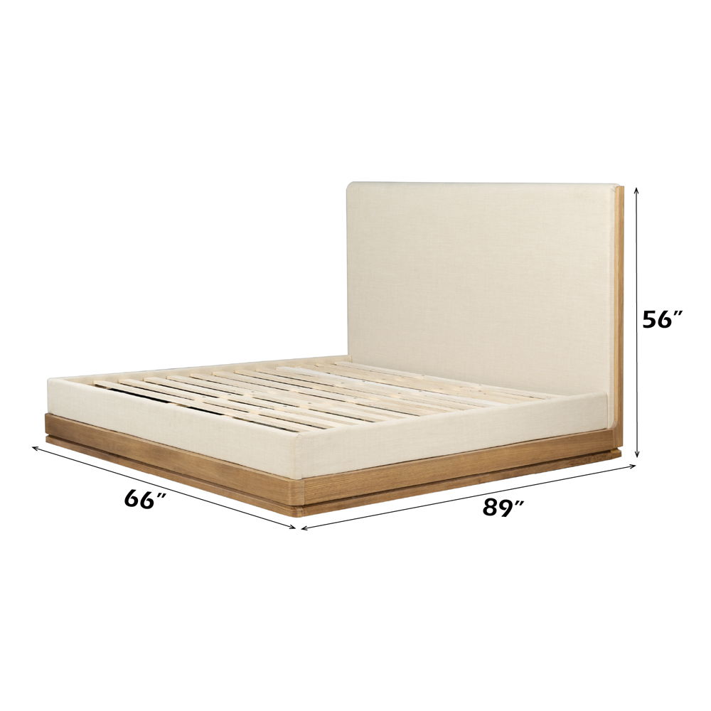 Zoey - Queen Bed - Beige Fabric & Oak, beige, view 6