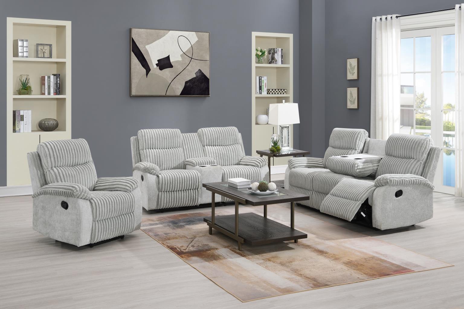 U182 - 2 Piece Living Room Set (Motion Sofa And Motion Loveseat) - Gray