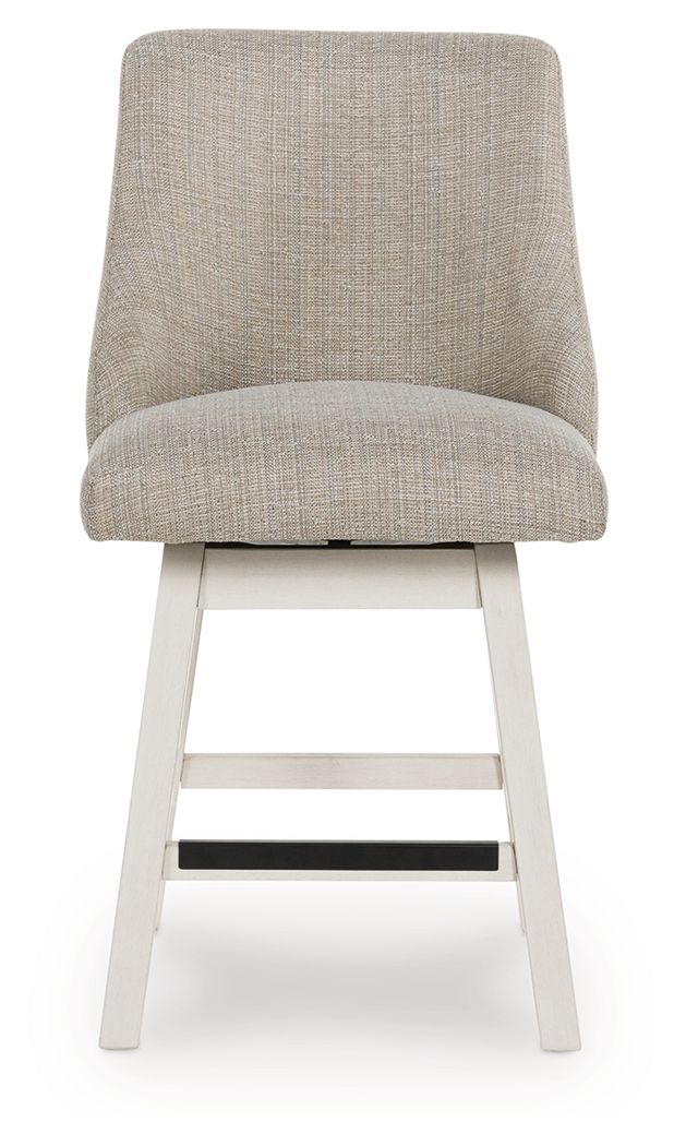 Ashley Furniture Robbinsdale - Upholstered Swivel Curved Back Barstool (Set of 2) - Antique White - Image 4