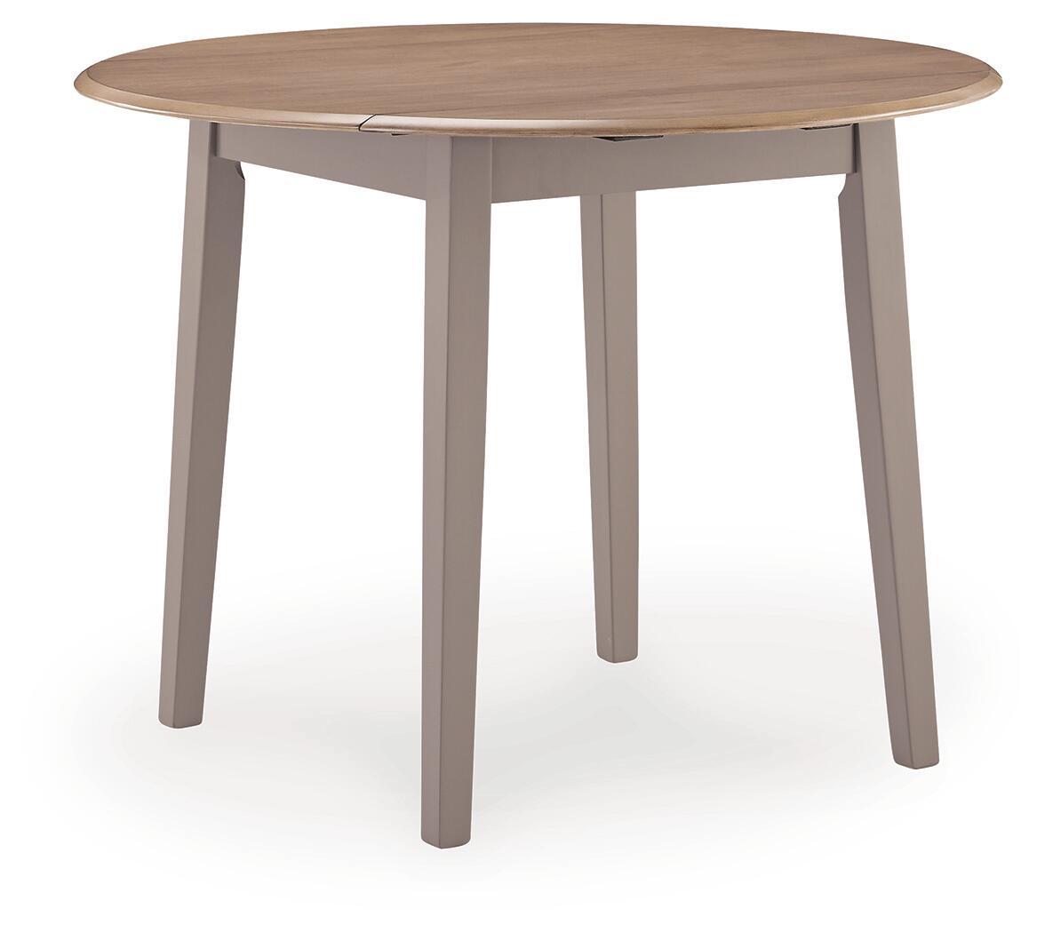 Harperfeld – Round Dining Room Drop Leaf Table – Natural / Gray
