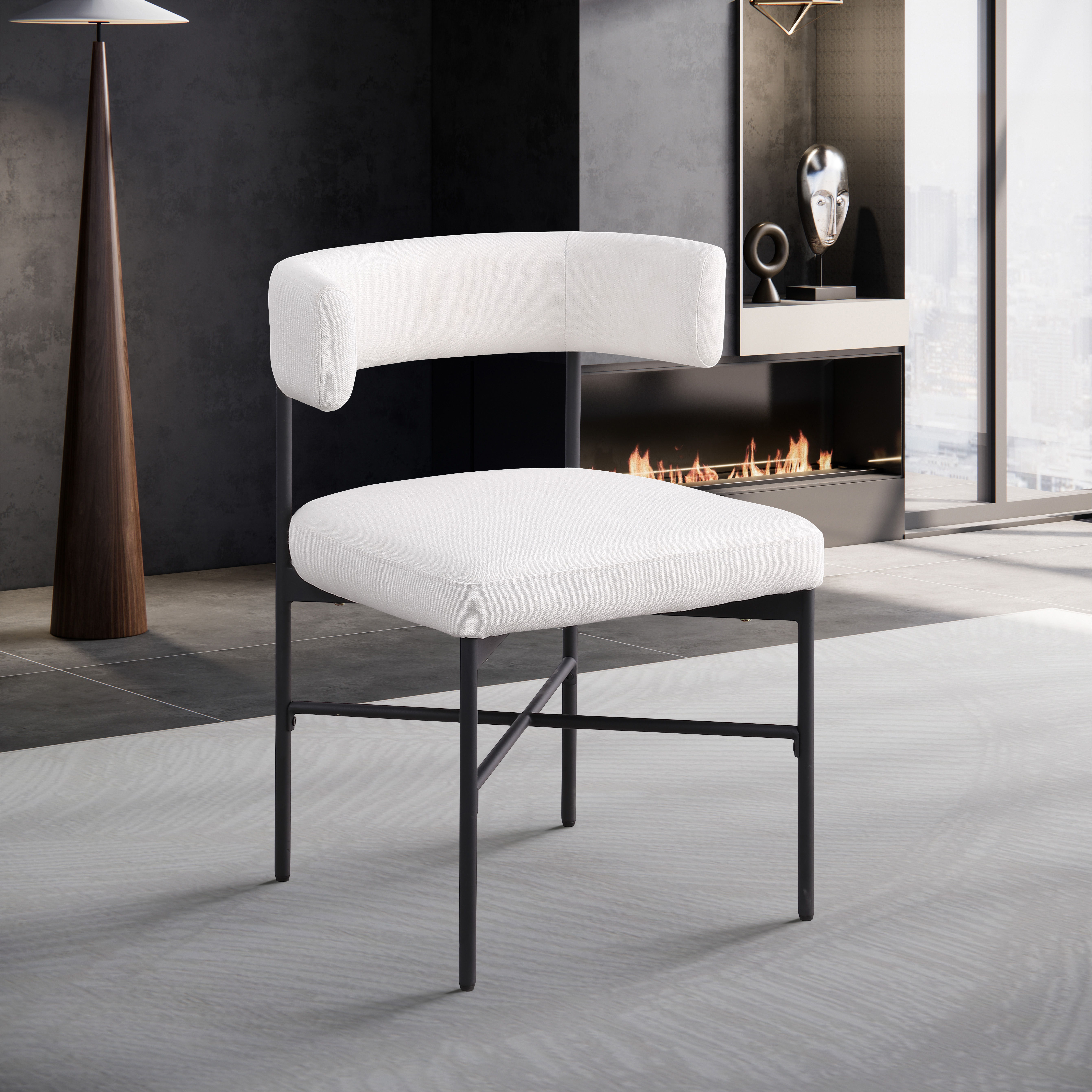 Rivage - Durable Dining Chair With Black Frame (Set of 2) - Cream